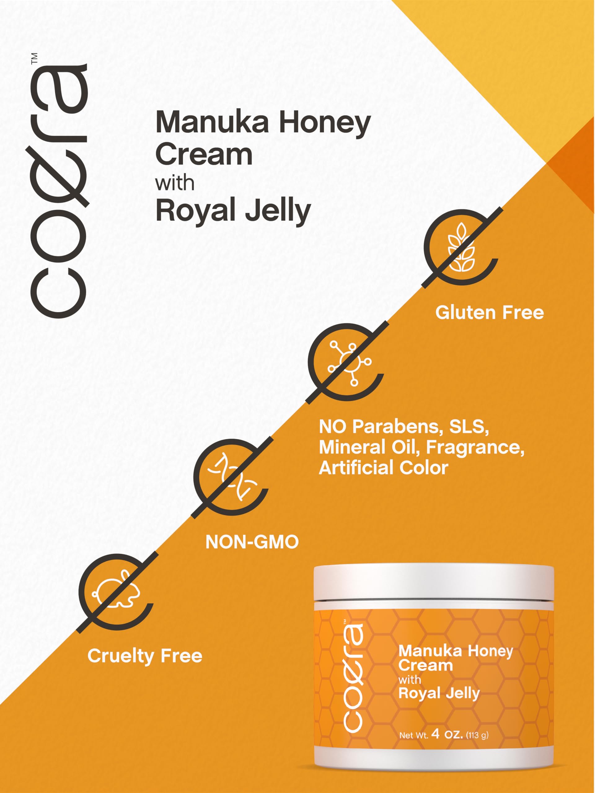Coera Manuka Honey Cream | with Royal Jelly | 4oz | Hydrating Moisturizer for Face & Skin | Free of Parabens, SLS, & Fragrances | Packaging May Vary - Image 6