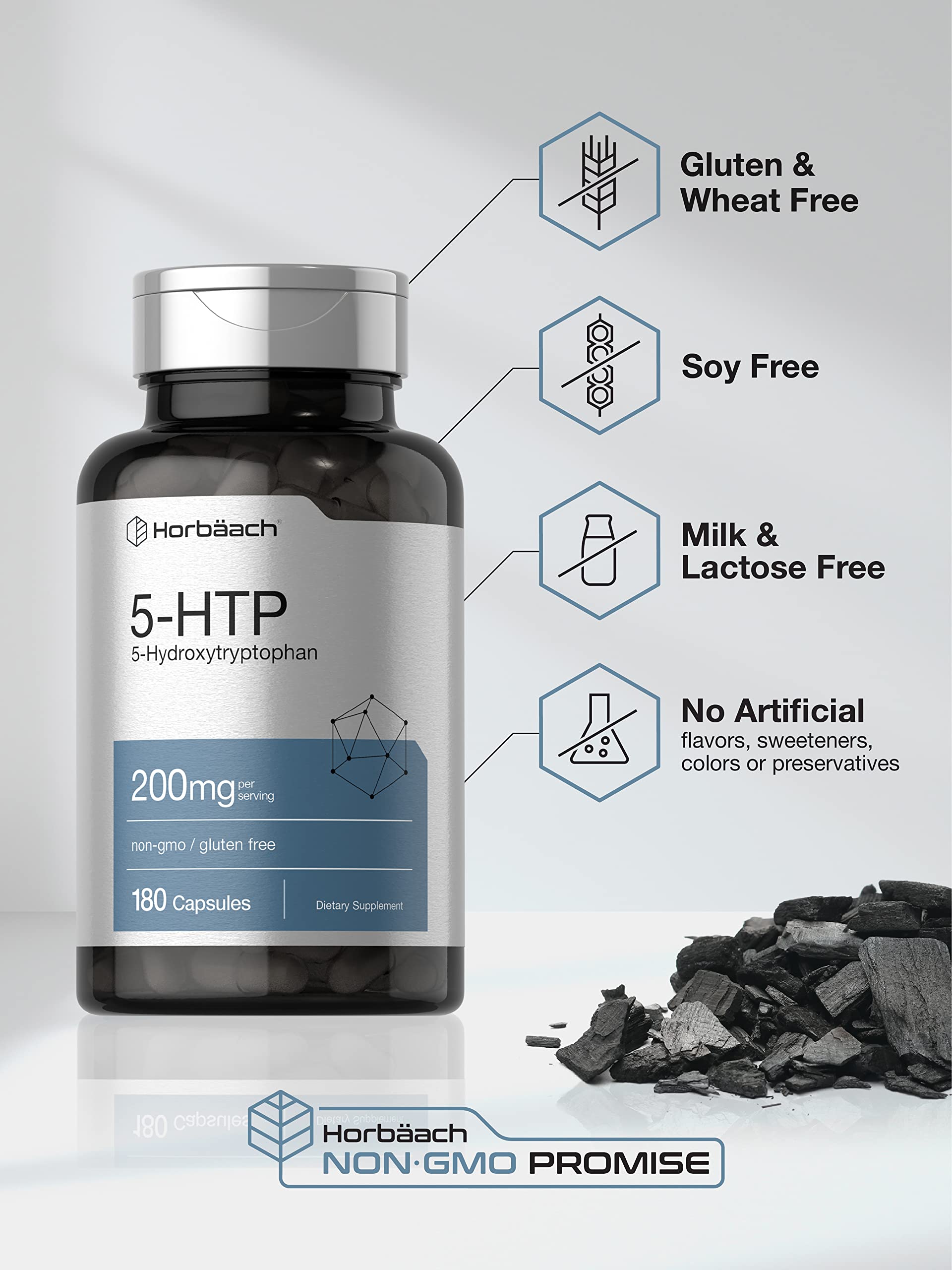 Horbäach 5HTP 200mg Supplement | 180 Capsules | 5 Hydroxytryptophan | Griffonia Simplicifolia | Extra Strength | Non-GMO, Gluten Free - Image 4