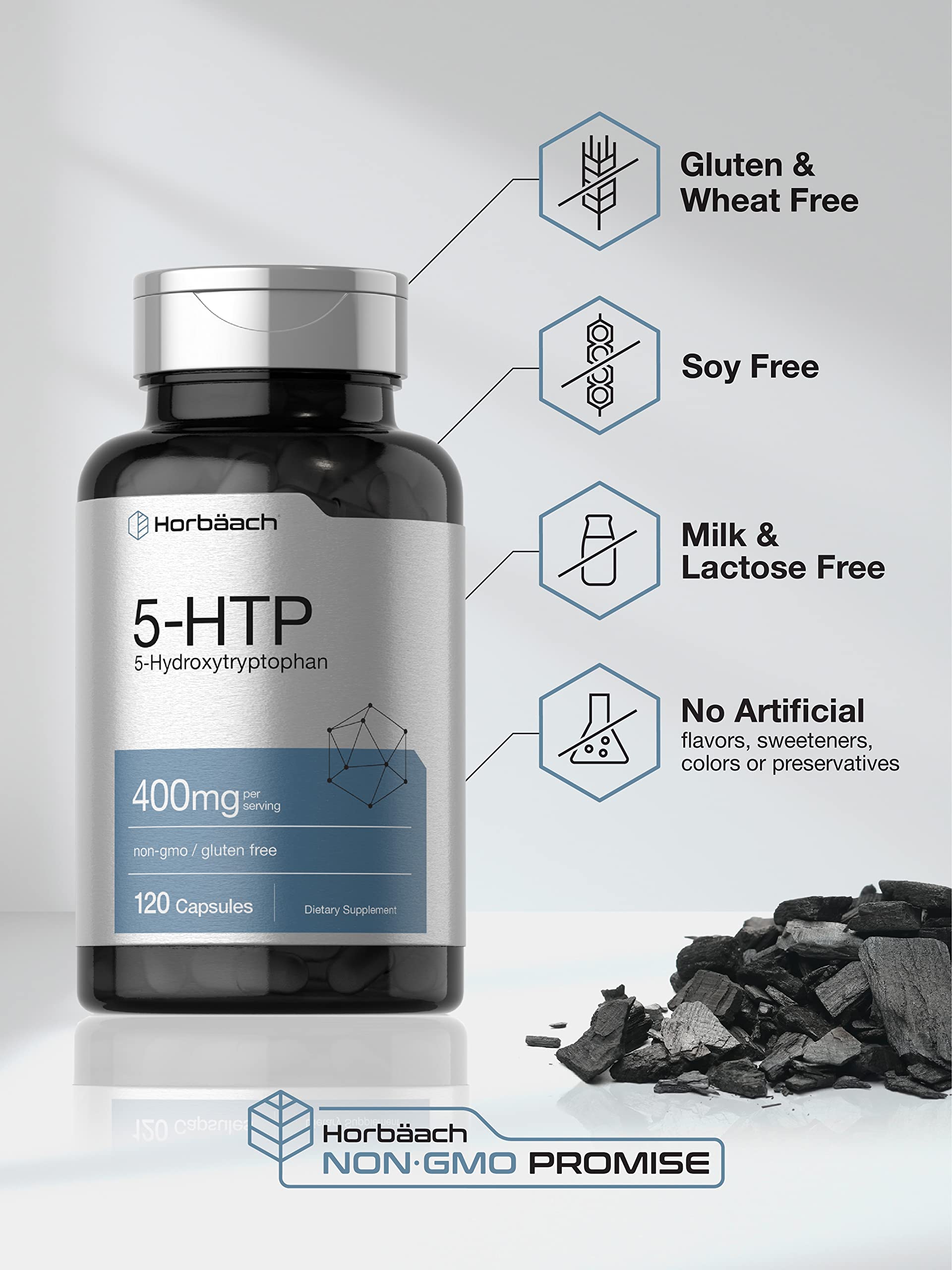 Horbäach 5HTP 400mg Capsules | 120 Count | Extra Strength Supplement | Non-GMO, Gluten Free | 5 Hydroxytryptophan - Image 4