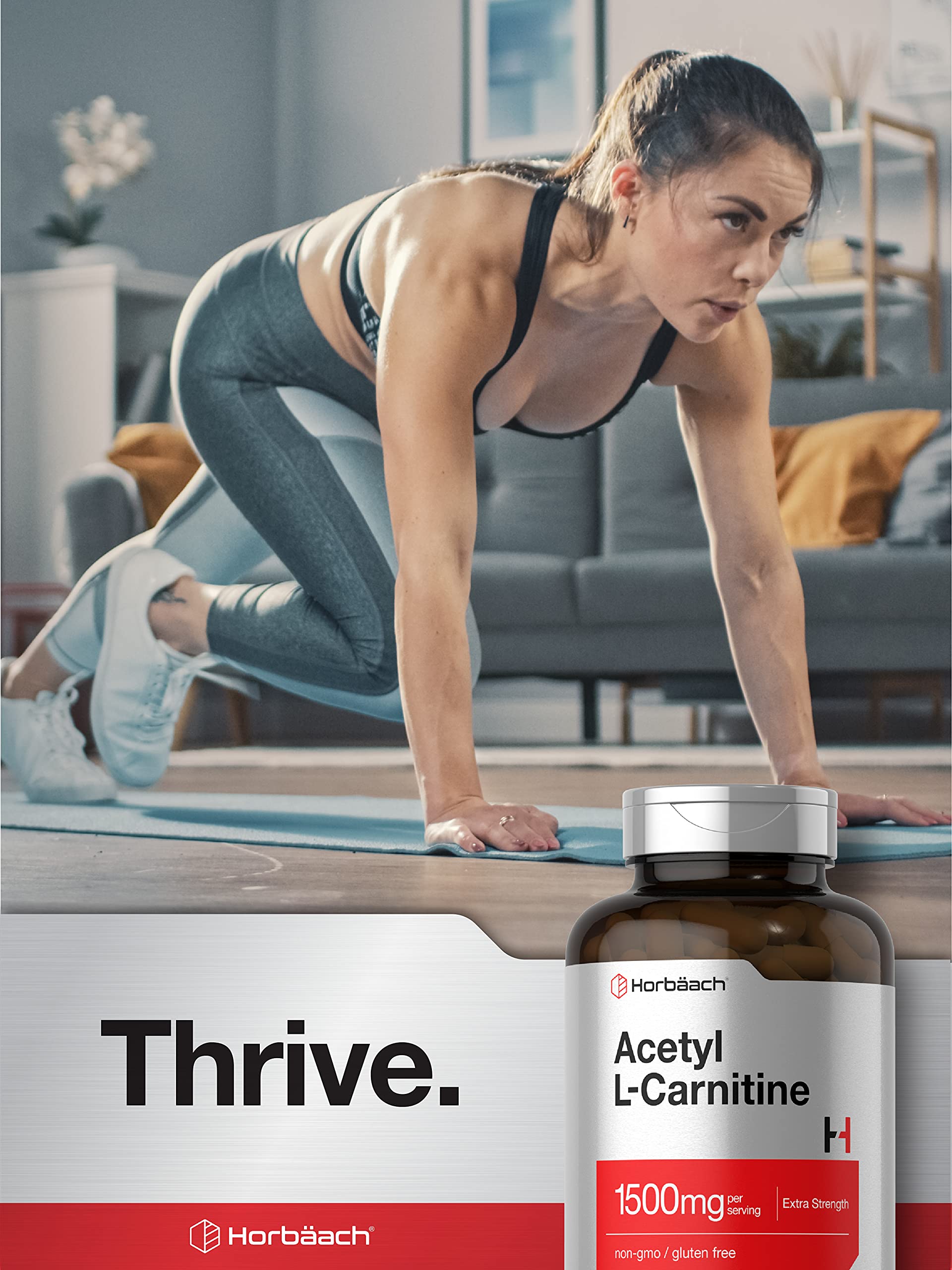 Horbäach Acetyl L-Carnitine 1500mg | 200 Capsules | Extra Strength Supplement | Non-GMO & Gluten Free - Image 6