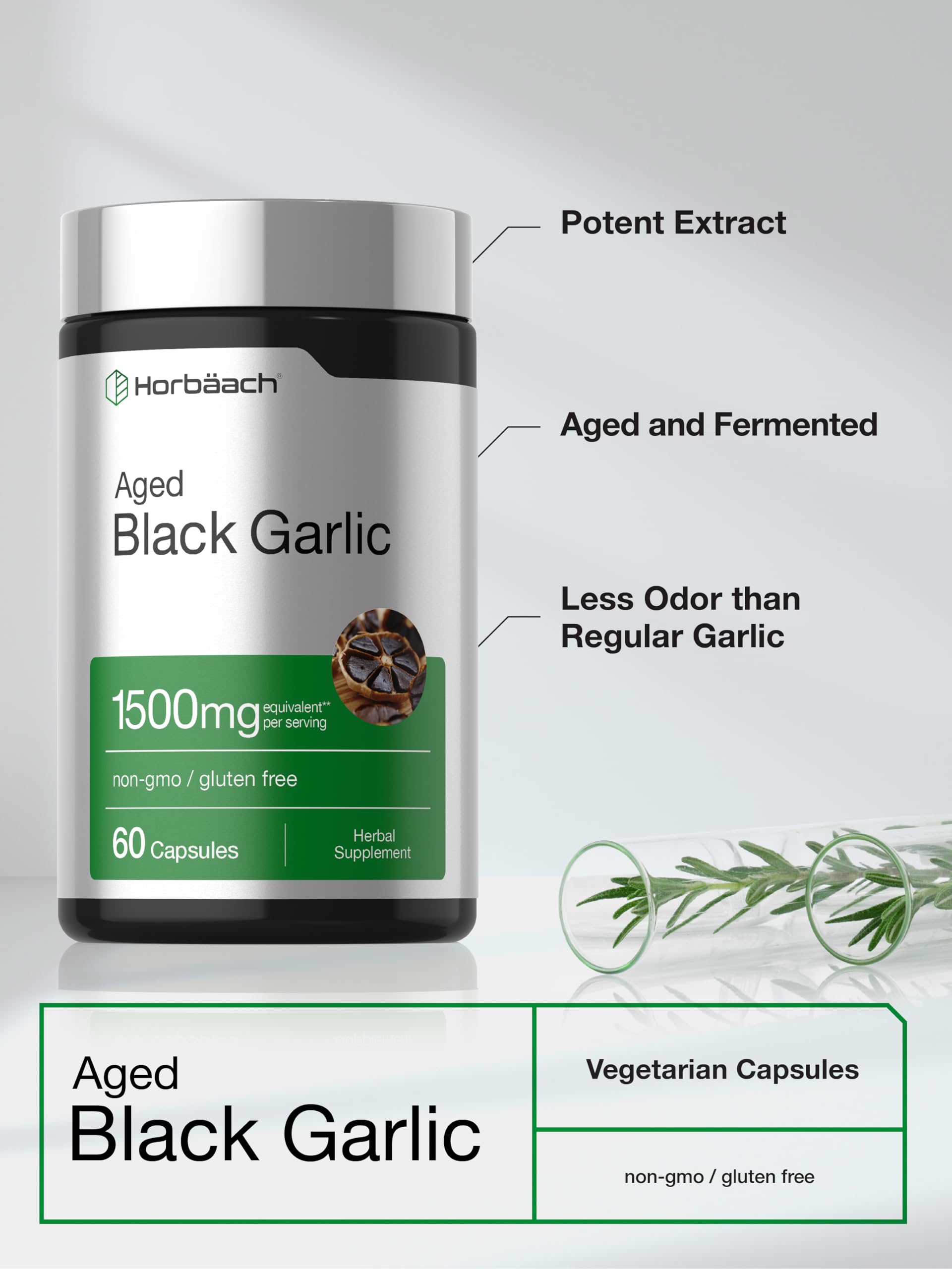 Horbäach Aged Garlic Extract Capsules | 60 Count | Fermented Supplement | Non-GMO, Vegetarian & Gluten Free - Image 4