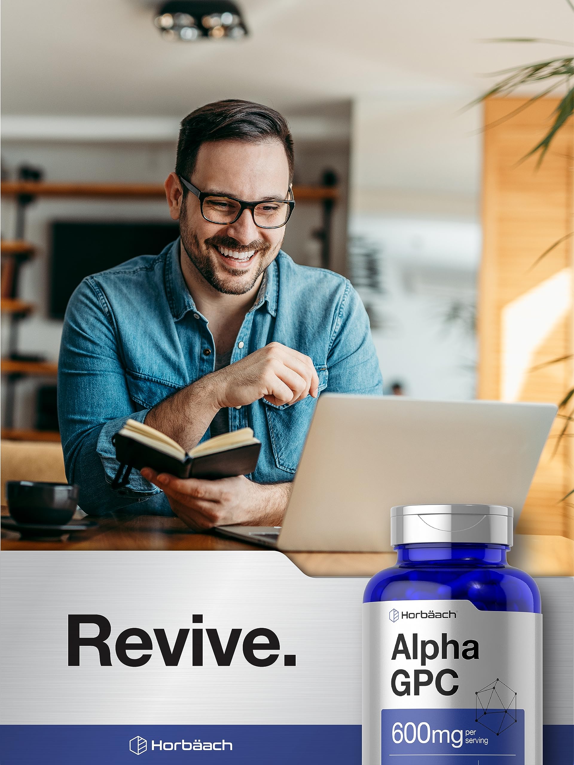 Horbäach Alpha GPC 600mg | 120 Capsules | Vegetarian, Non-GMO & Gluten Free Choline Supplement | Supports Healthy Memory, Focus and Clarity - Image 6