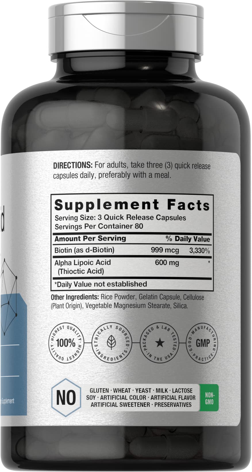 Horbäach Alpha Lipoic Acid 600mg | 240 Capsules | with Biotin Optimizer | Non-GMO and Gluten Free Supplement - Image 2