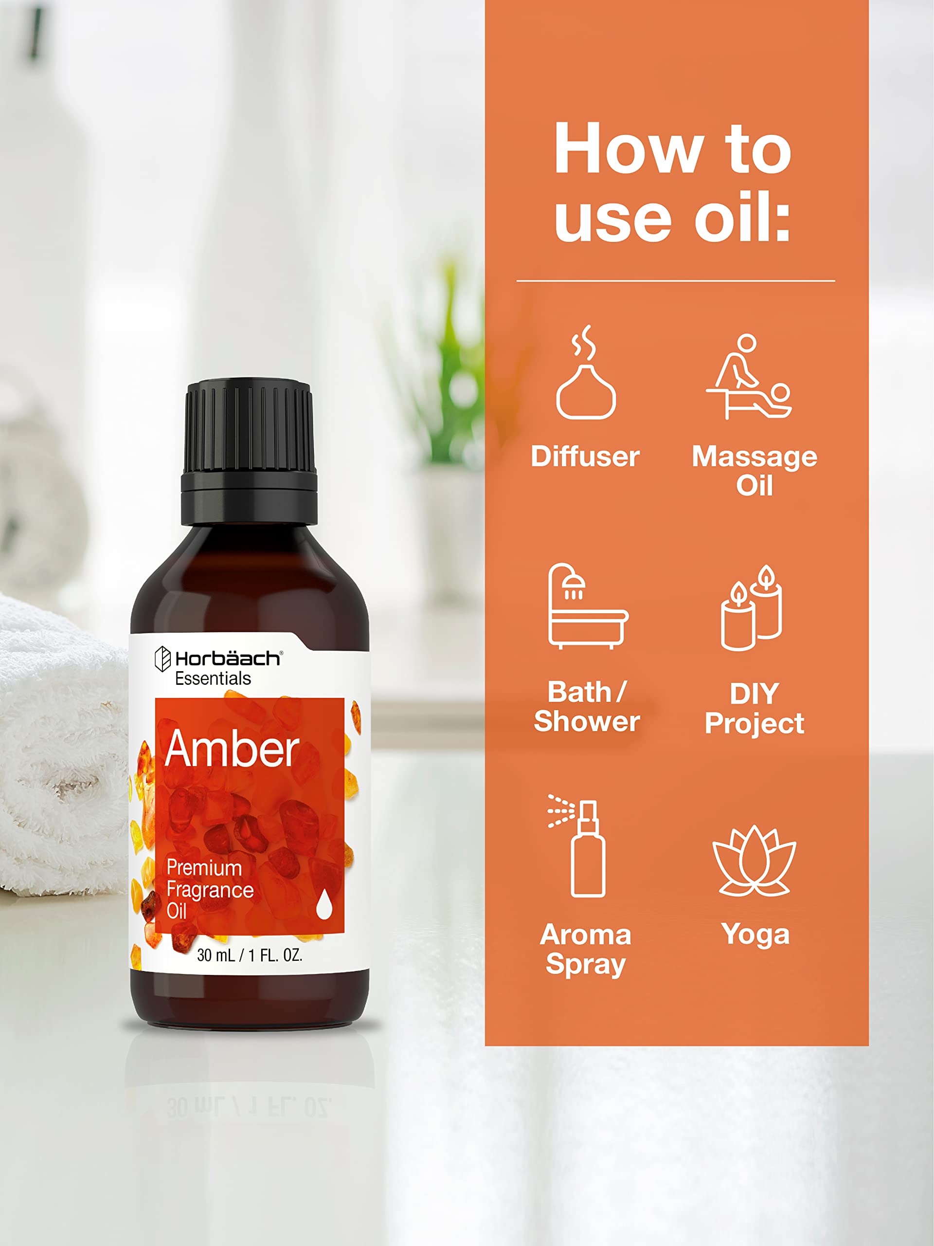 Horbäach Amber Fragrance Oil | 1 fl oz (30ml) | for Diffusers, Candle and Soap Making, DIY Projects & More | Premium Grade - Image 3