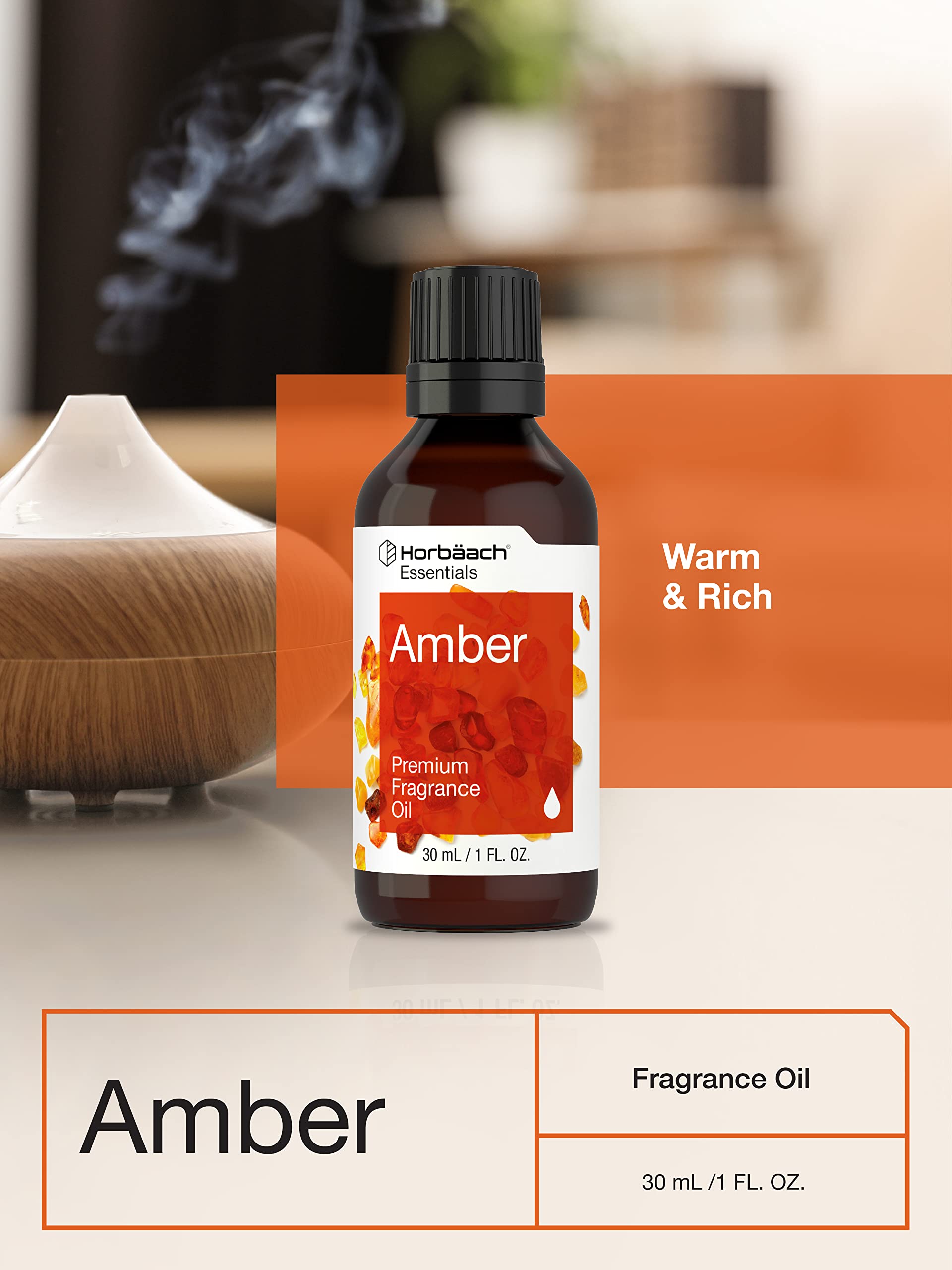 Horbäach Amber Fragrance Oil | 1 fl oz (30ml) | for Diffusers, Candle and Soap Making, DIY Projects & More | Premium Grade - Image 6