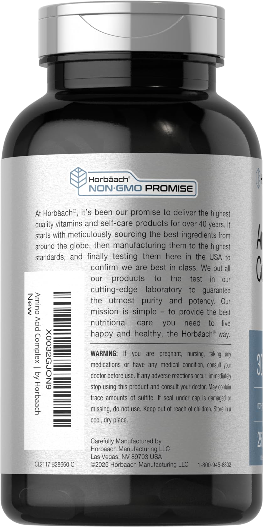 Horbäach Amino Acid Complex 3000mg | 250 Caplets | Non-GMO, Gluten Free Supplement - Image 3
