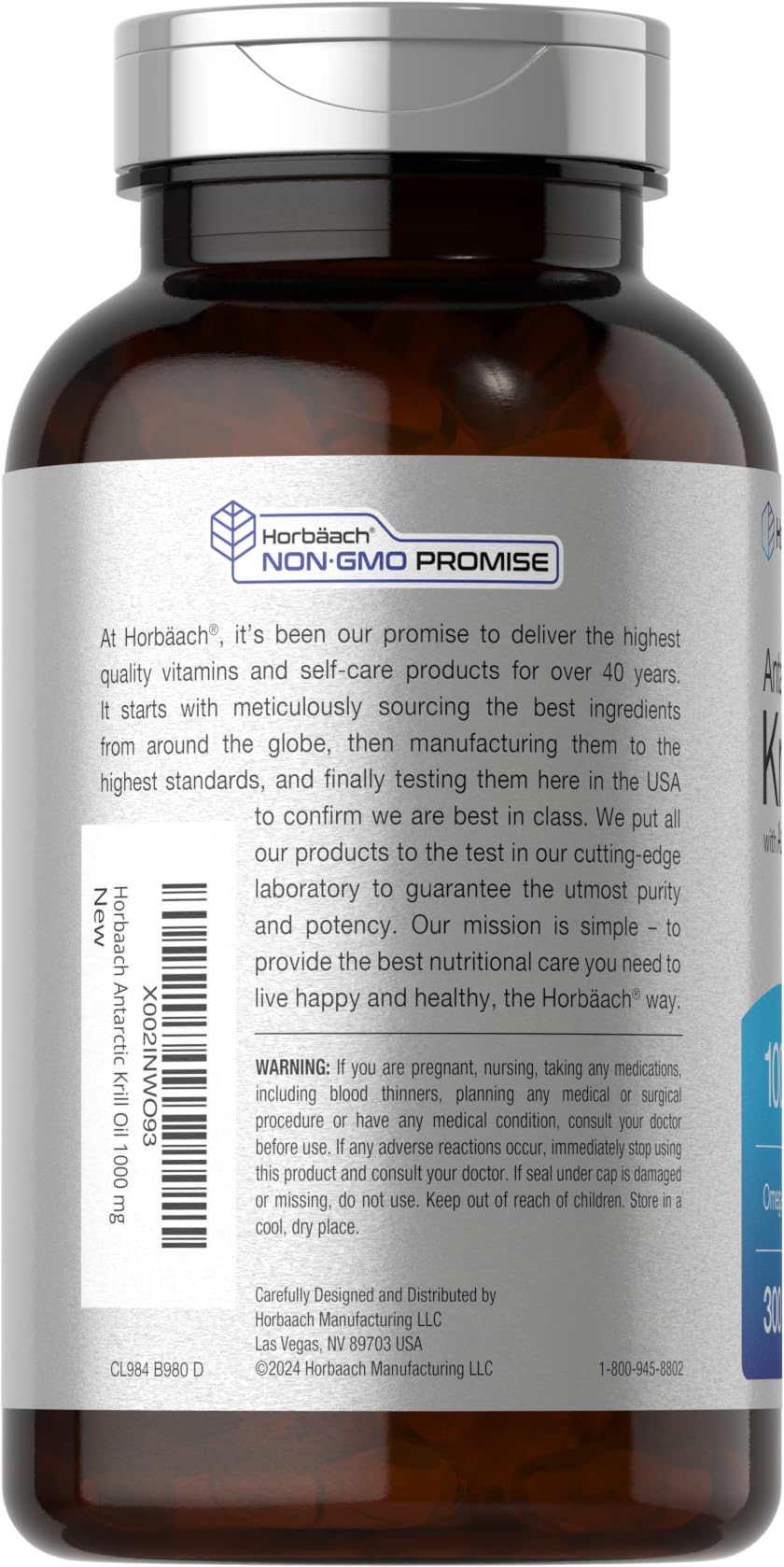 Horbäach Antarctic Krill Oil 1000mg Softgels | 300 Count | Omega 3 Supplements with Astaxanthin, EPA, DHA | Non-GMO, Gluten Free - Image 3