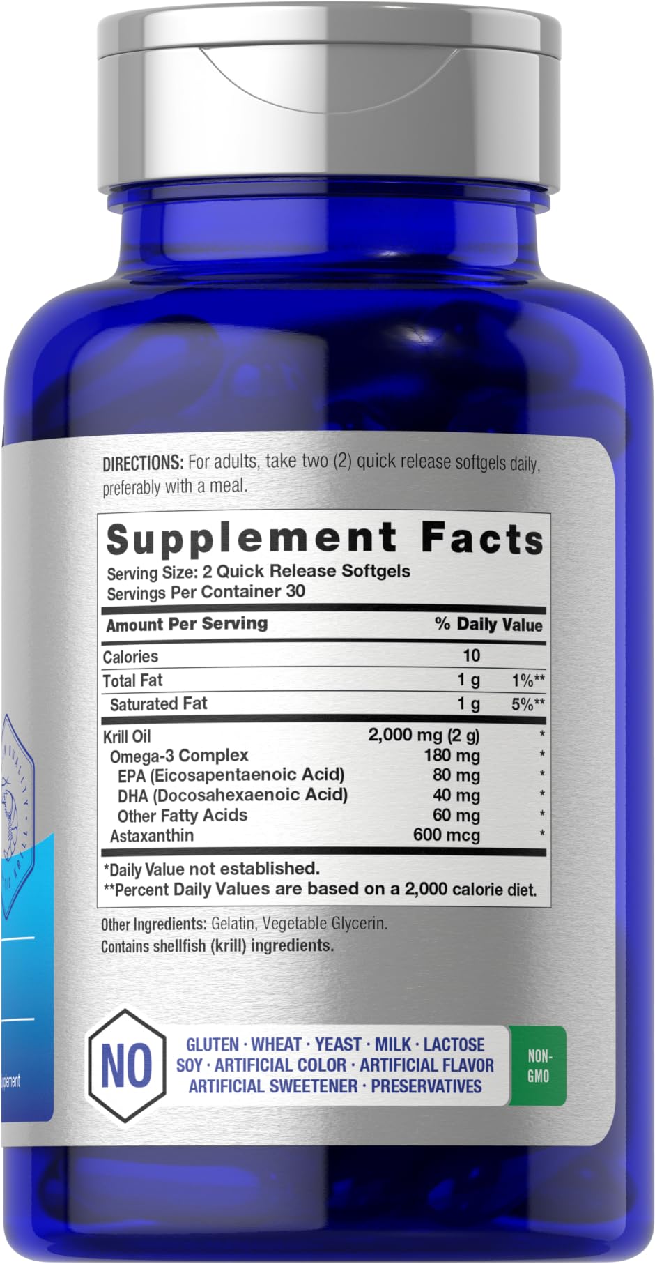 Horbäach Antarctic Krill Oil 2000mg | 60 Softgel Capsules | Omega-3, EPA, DHA Supplement | with Astaxanthin | Non-GMO, Gluten Free - Image 2