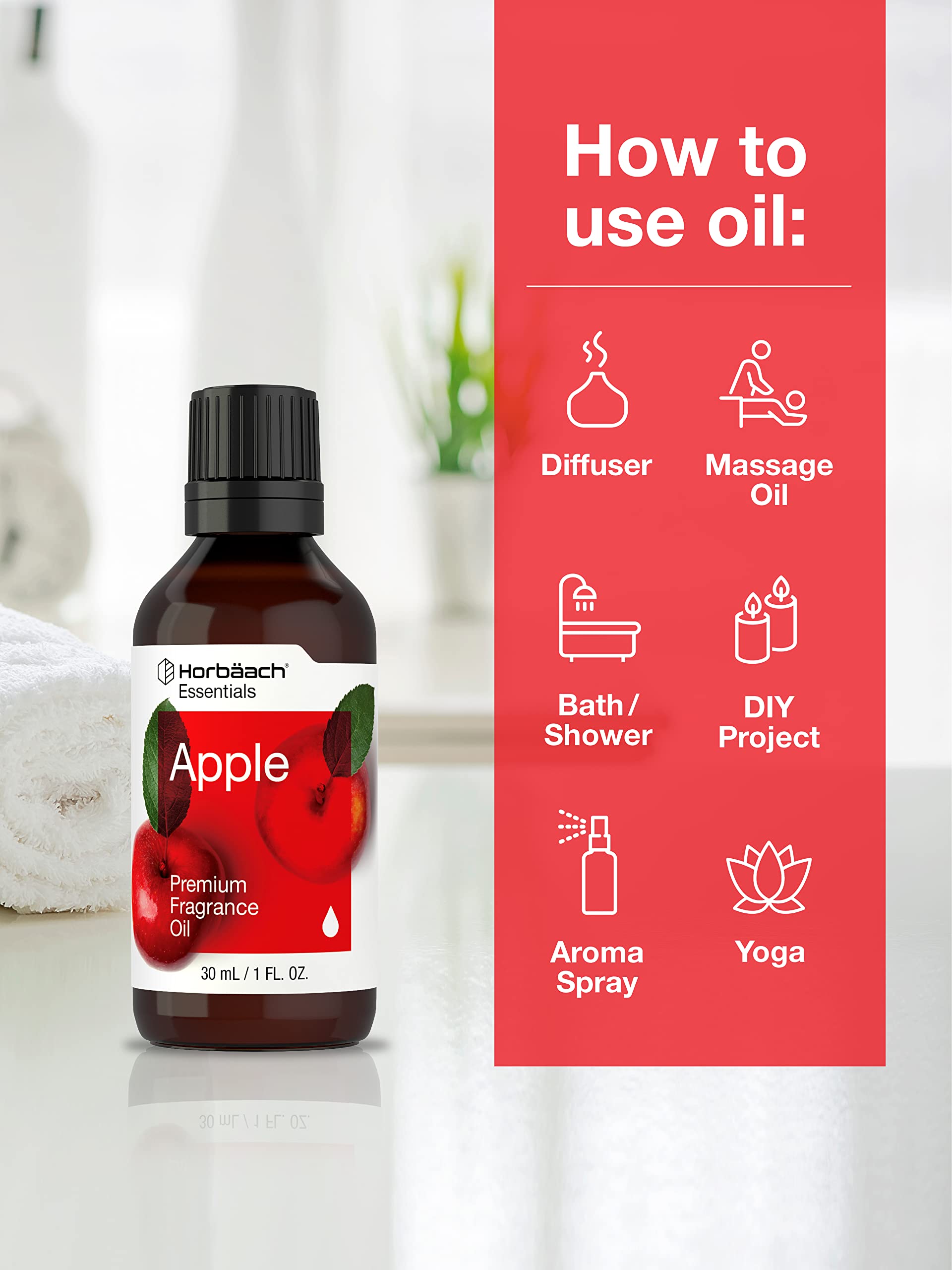 Horbäach Apple Fragrance Oil | 1 Fl Oz (30ml) | Premium Grade | for Diffusers, Candle and Soap Making, DIY Projects & More - Image 3
