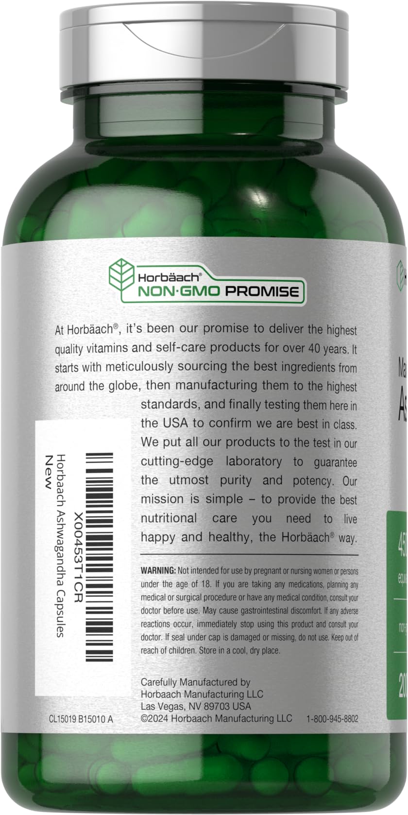 Horbäach Ashwagandha Supplement for Women and Men | 200 Capsules | Max Strength Herb Root Extract | with Black Pepper Extract | Non-GMO, Gluten Free - Image 3