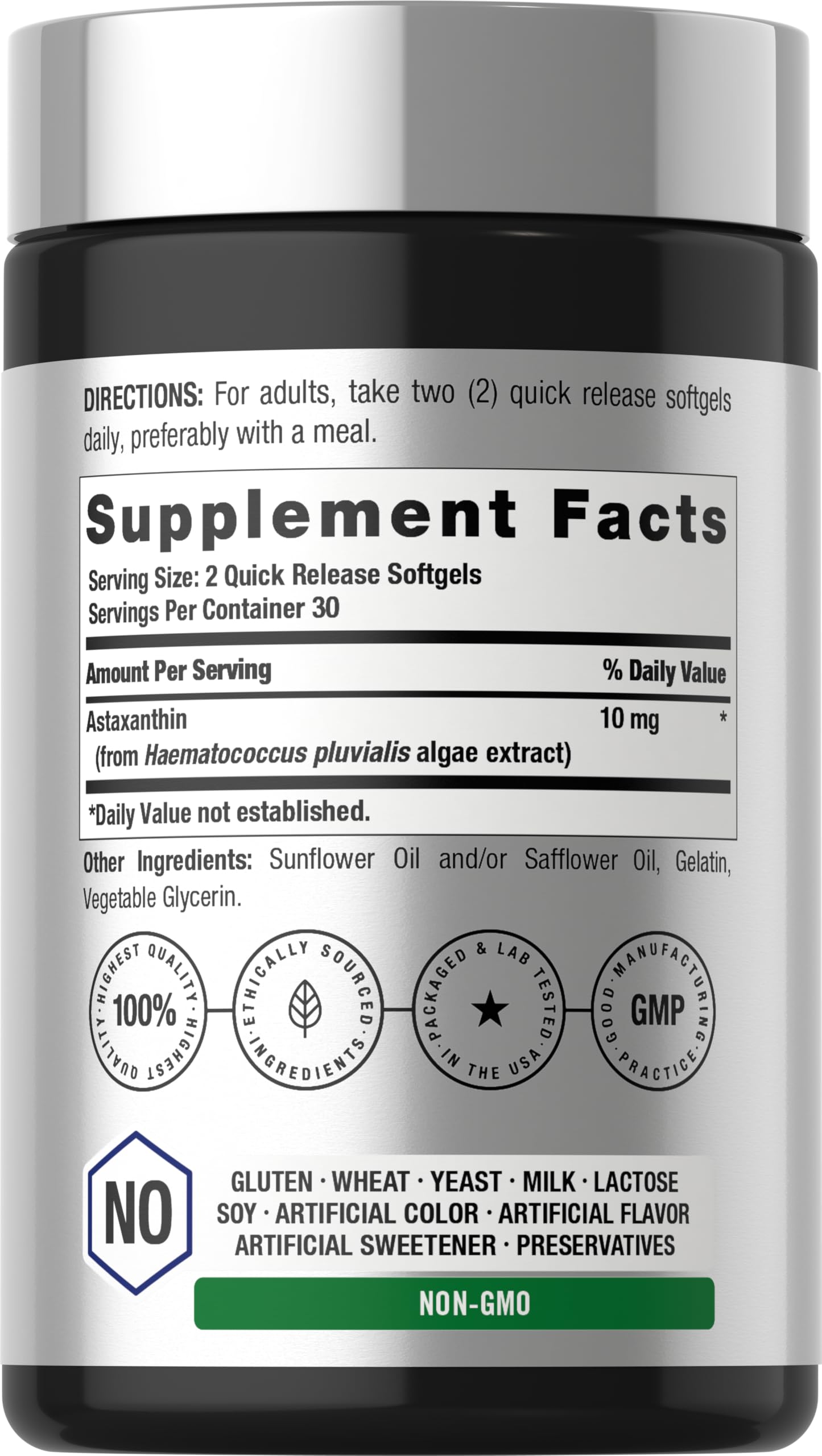 Horbäach Astaxanthin 10mg | 60 Softgels | Algae Derived Formula | Non-GMO, Gluten Free Supplement - Image 2