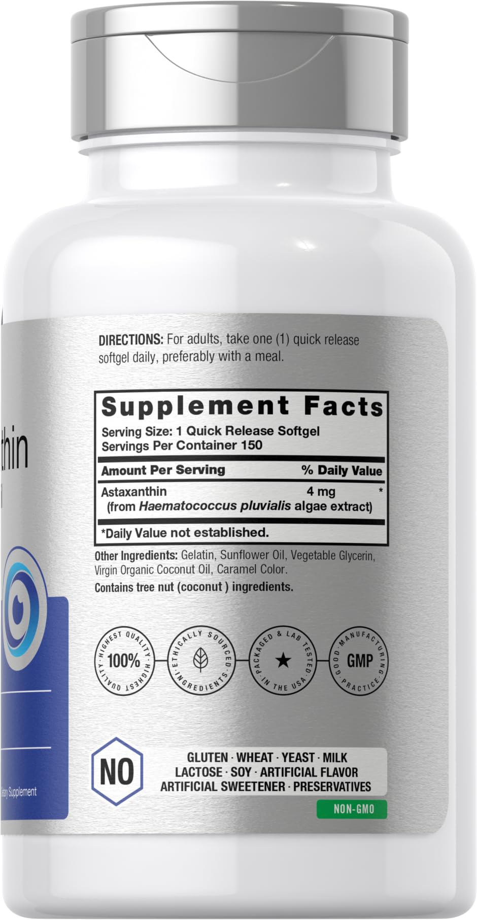 Horbäach Astaxanthin 4mg | 150 Softgels | Supplement from Microalgae | with Coconut Oil | Non-GMO, Gluten, Soy Free - Image 2