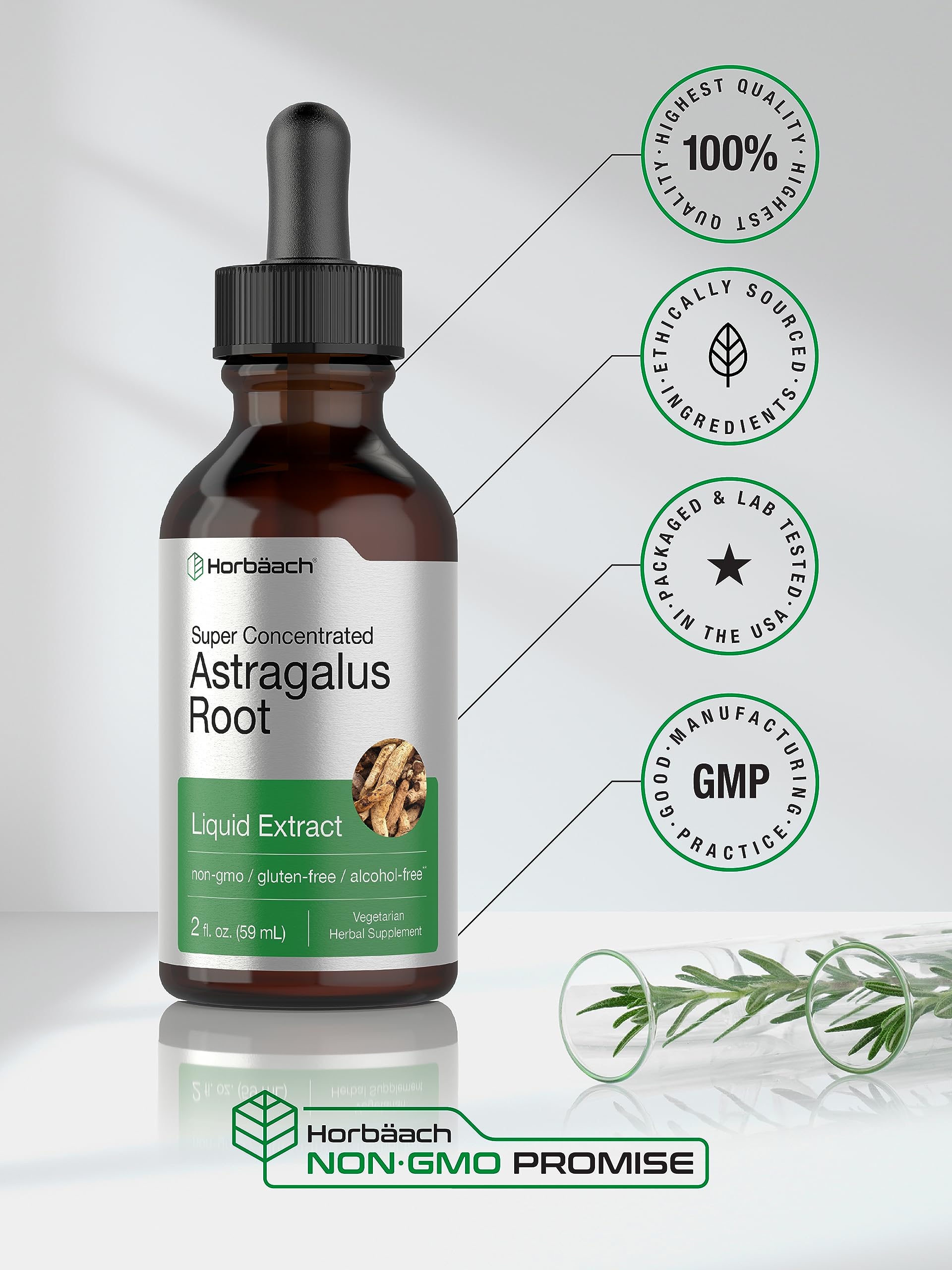 Horbäach Astragalus Root Extract Liquid | 2 fl oz | Alcohol Free Tincture | Super Concentrated | Vegetarian, Non-GMO, Gluten Free Supplement - Image 5