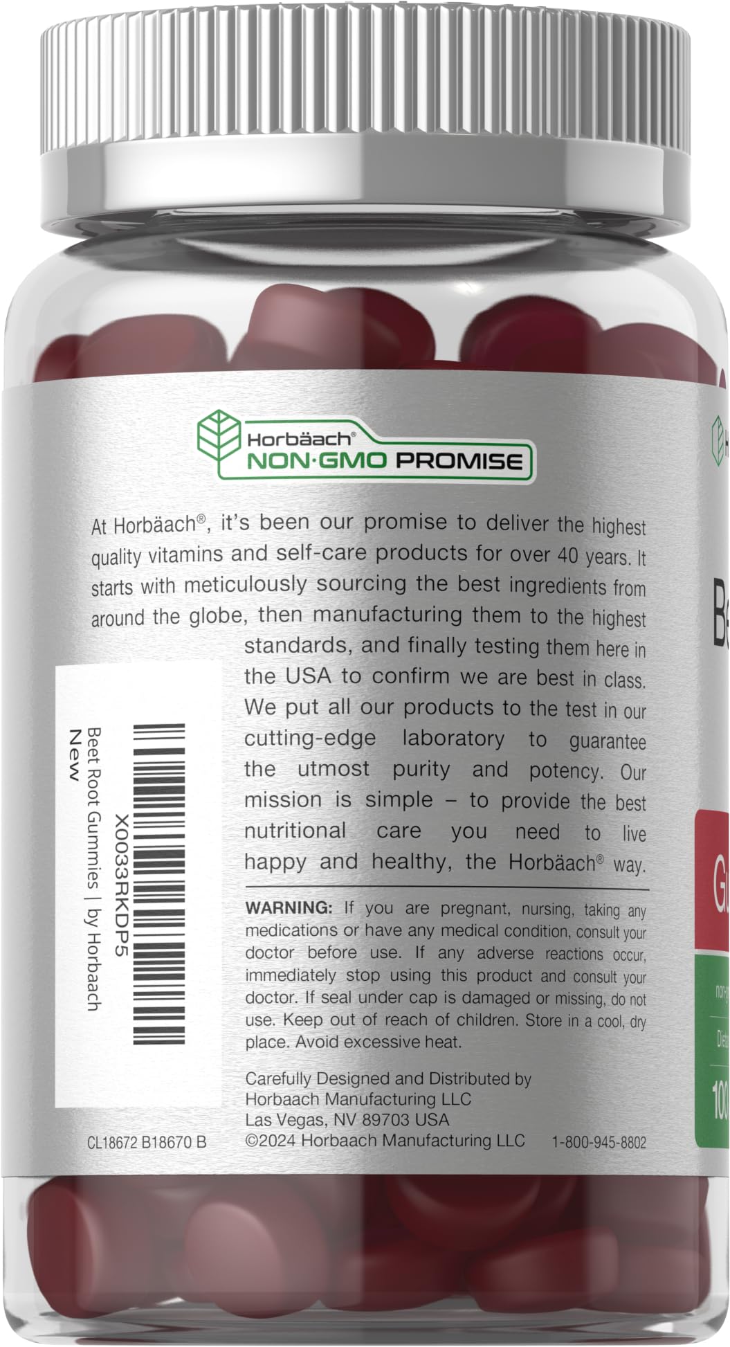 Horbäach Beet Root Gummies | Advanced Formula | 100 Count | Vegan, Non-GMO & Gluten Free | Strawberry Flavor - Image 3