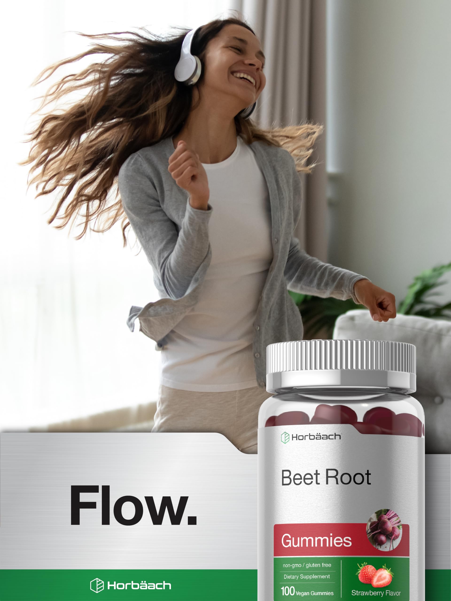 Horbäach Beet Root Gummies | Advanced Formula | 100 Count | Vegan, Non-GMO & Gluten Free | Strawberry Flavor - Image 7