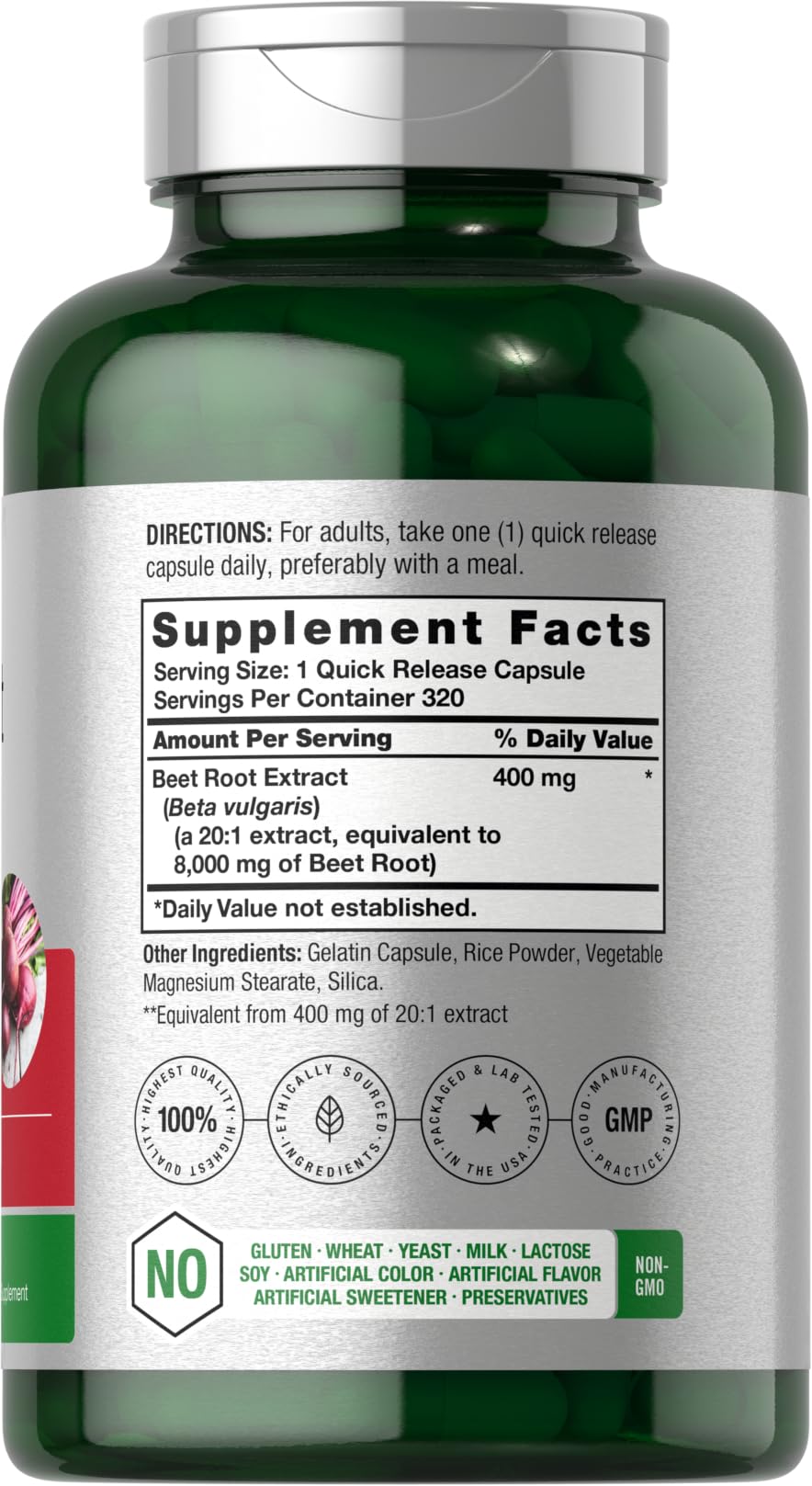 Horbäach Beet Root Powder Capsules | 320 Pills | Non-GMO, Gluten Free Formula | High Potency Herbal Extract Supplement - Image 2