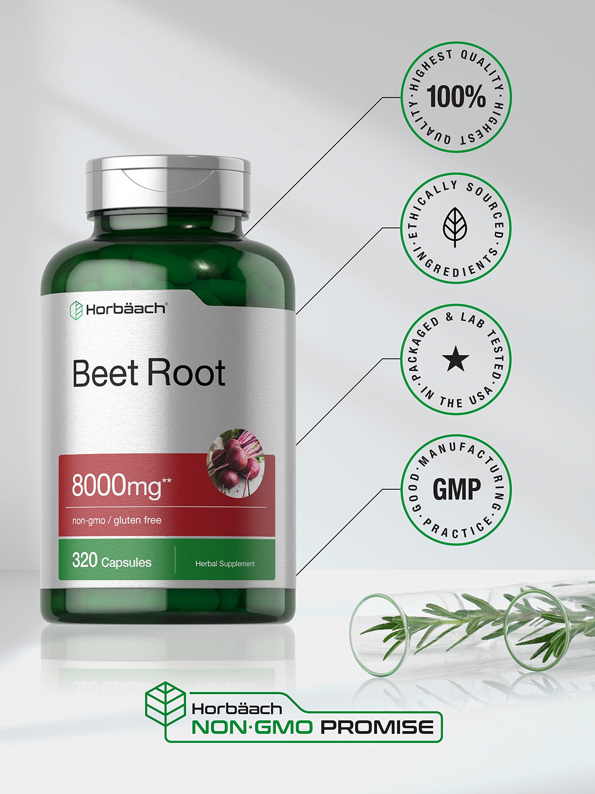 Horbäach Beet Root Powder Capsules | 320 Pills | Non-GMO, Gluten Free Formula | High Potency Herbal Extract Supplement - Image 5