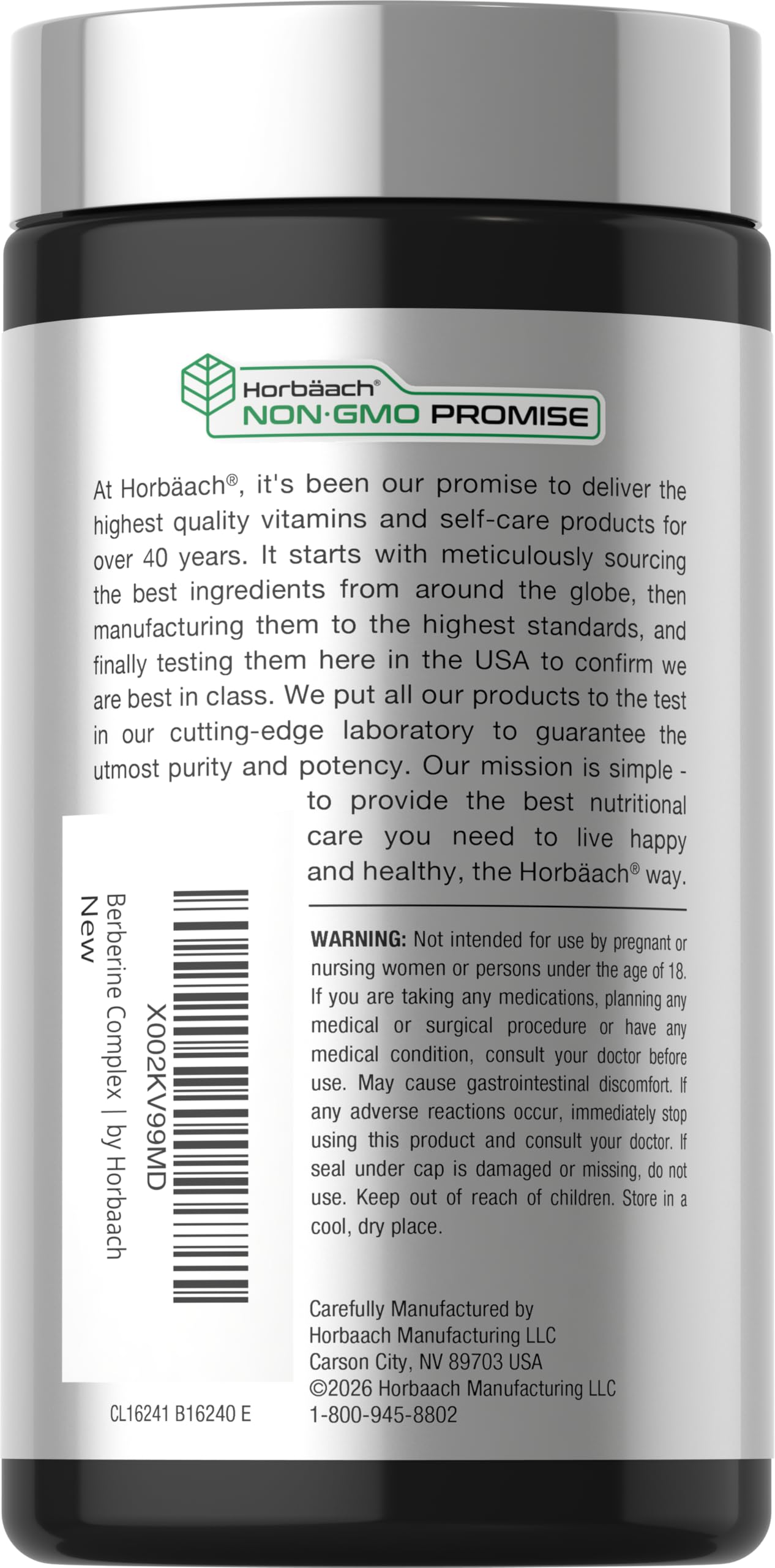 Horbäach Berberine with Ceylon Cinnamon | 120 Veggie Capsules | Vegetarian, Non-GMO & Gluten Free Supplement | Berberine Complex - Image 3