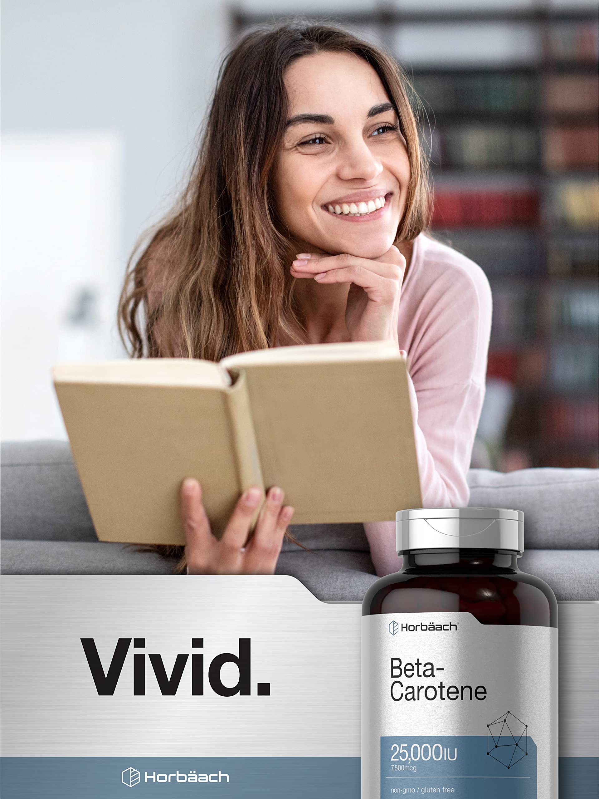 Horbäach Beta Carotene Supplement | 25000 IU Softgels | 7,500 mcg | Vitamin A | 400 Count | Non-GMO and Gluten Free Formula - Image 6