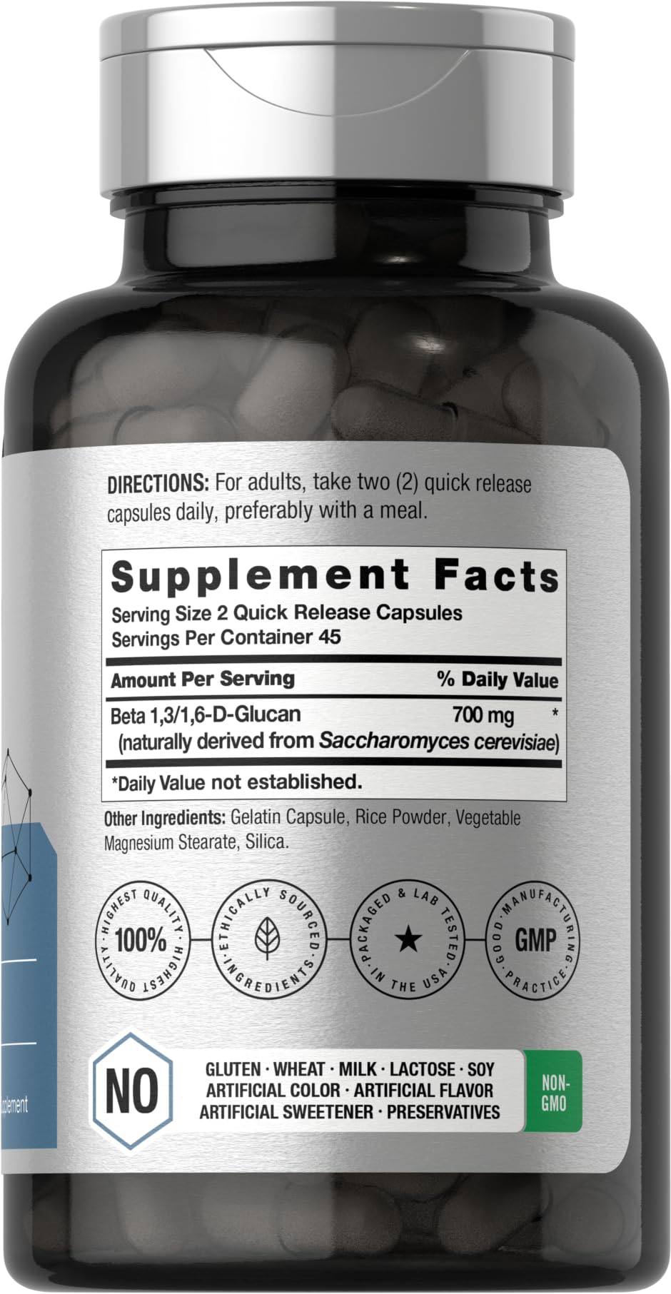 Horbäach Beta Glucan 1 3D 700 mg | 90 Capsules | Beta 1,3, 1,6 D Glucan | Non-GMO, Gluten Free Supplement - Image 2