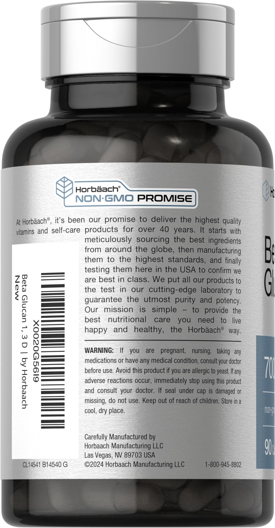 Horbäach Beta Glucan 1 3D 700 mg | 90 Capsules | Beta 1,3, 1,6 D Glucan | Non-GMO, Gluten Free Supplement - Image 3