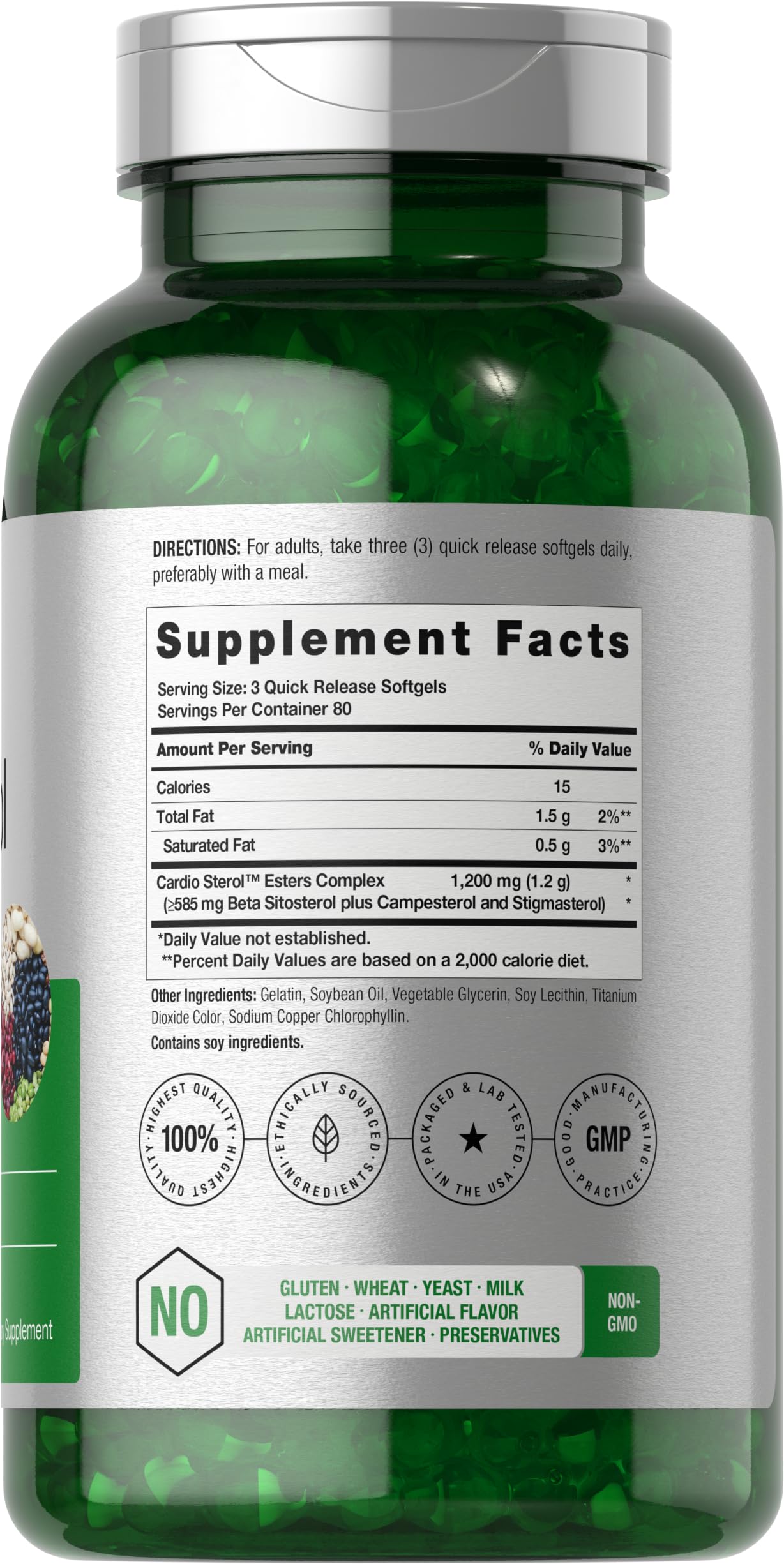 Horbäach Beta Sitosterol 1200mg | 240 Softgel Capsules | Mega Strength | Plant Sterols Complex | Non-GMO, Gluten Free Supplement - Image 2