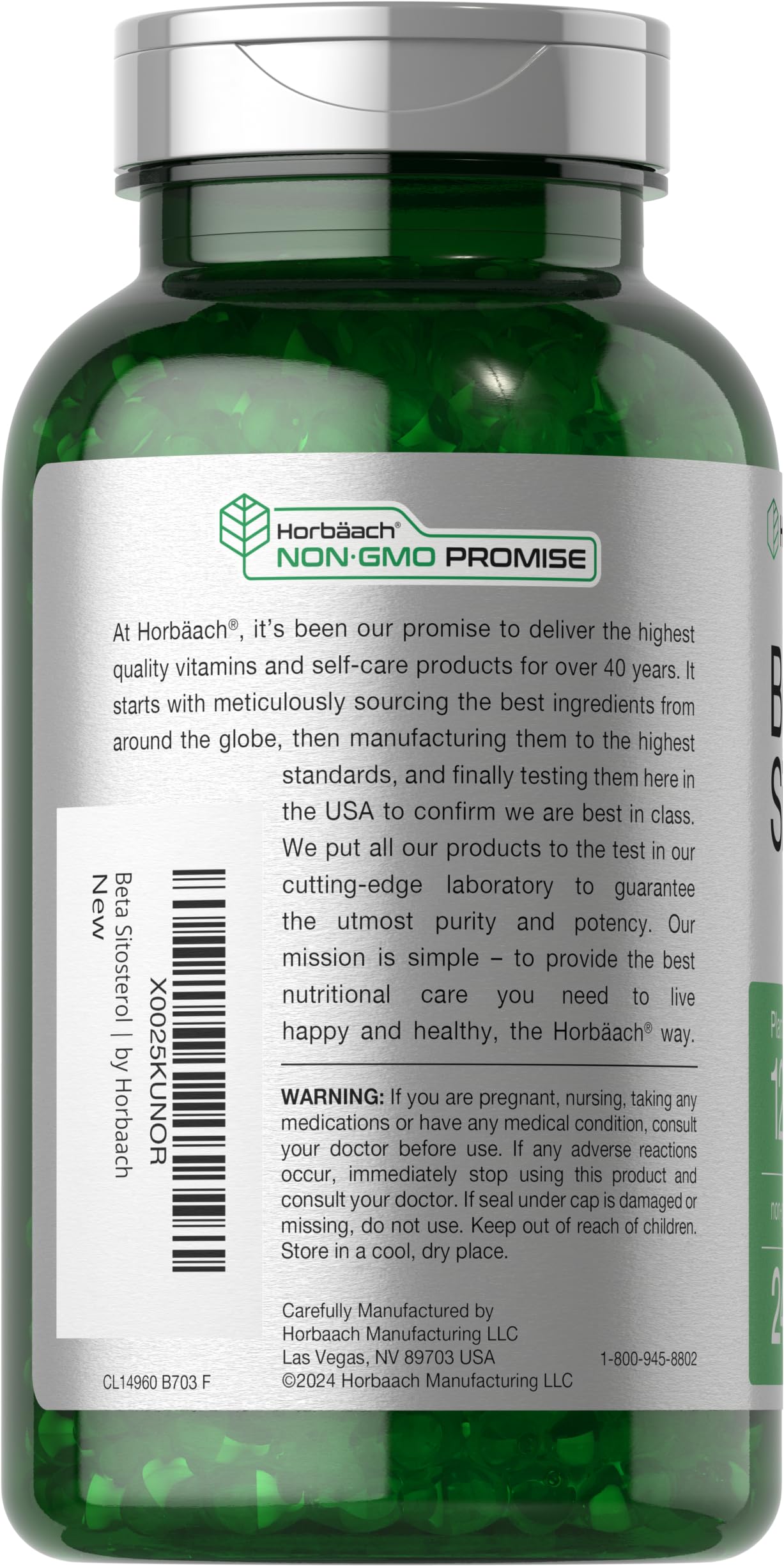 Horbäach Beta Sitosterol 1200mg | 240 Softgel Capsules | Mega Strength | Plant Sterols Complex | Non-GMO, Gluten Free Supplement - Image 3
