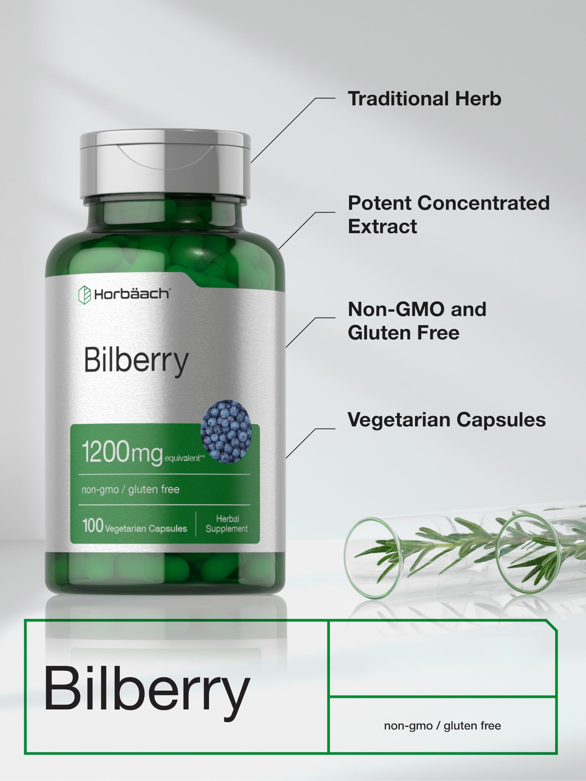Horbäach Bilberry Fruit Extract | 100 Capsules | Vegetarian, Non-GMO, Gluten Free Supplement - Image 4