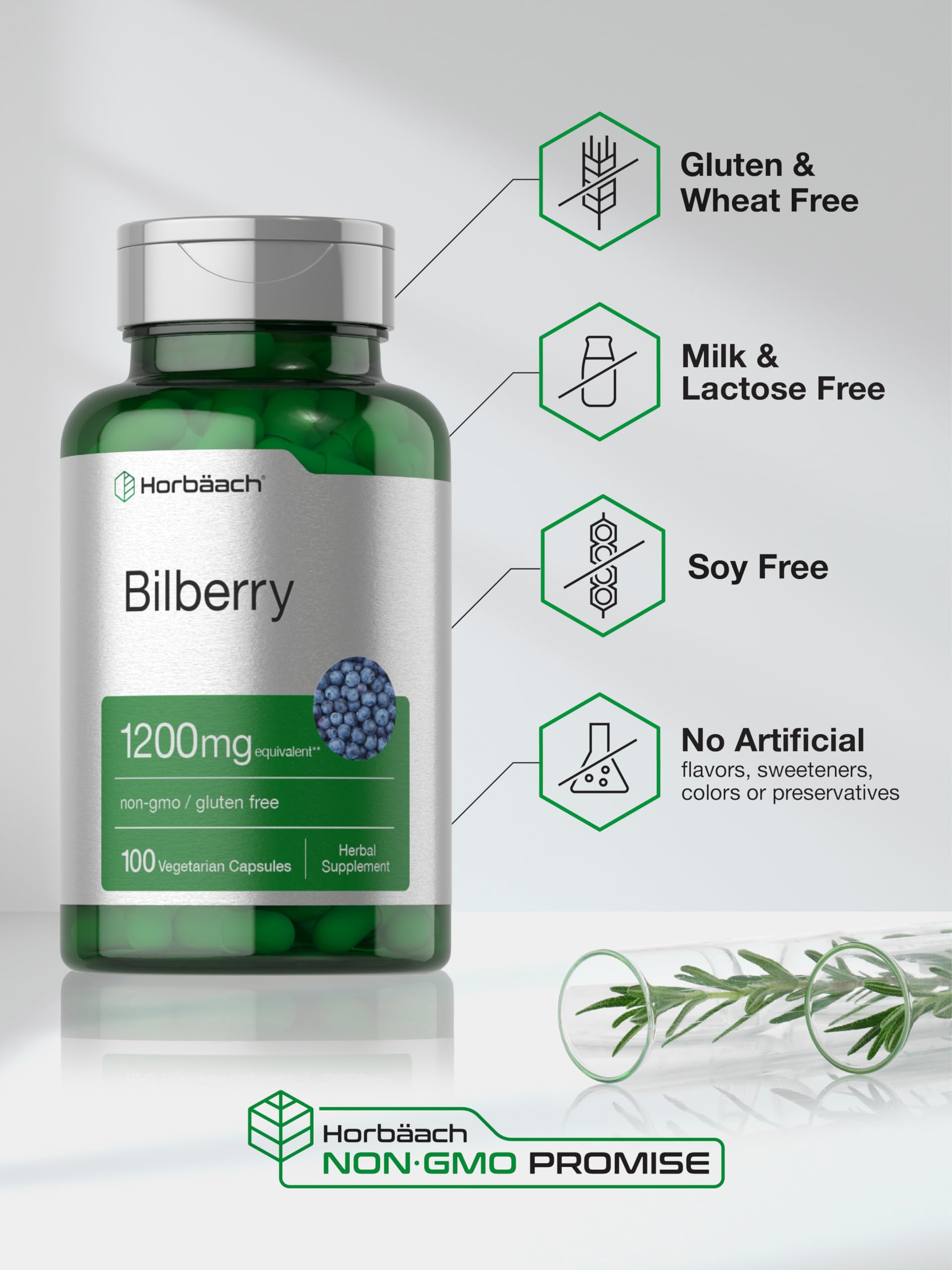 Horbäach Bilberry Fruit Extract | 100 Capsules | Vegetarian, Non-GMO, Gluten Free Supplement - Image 5