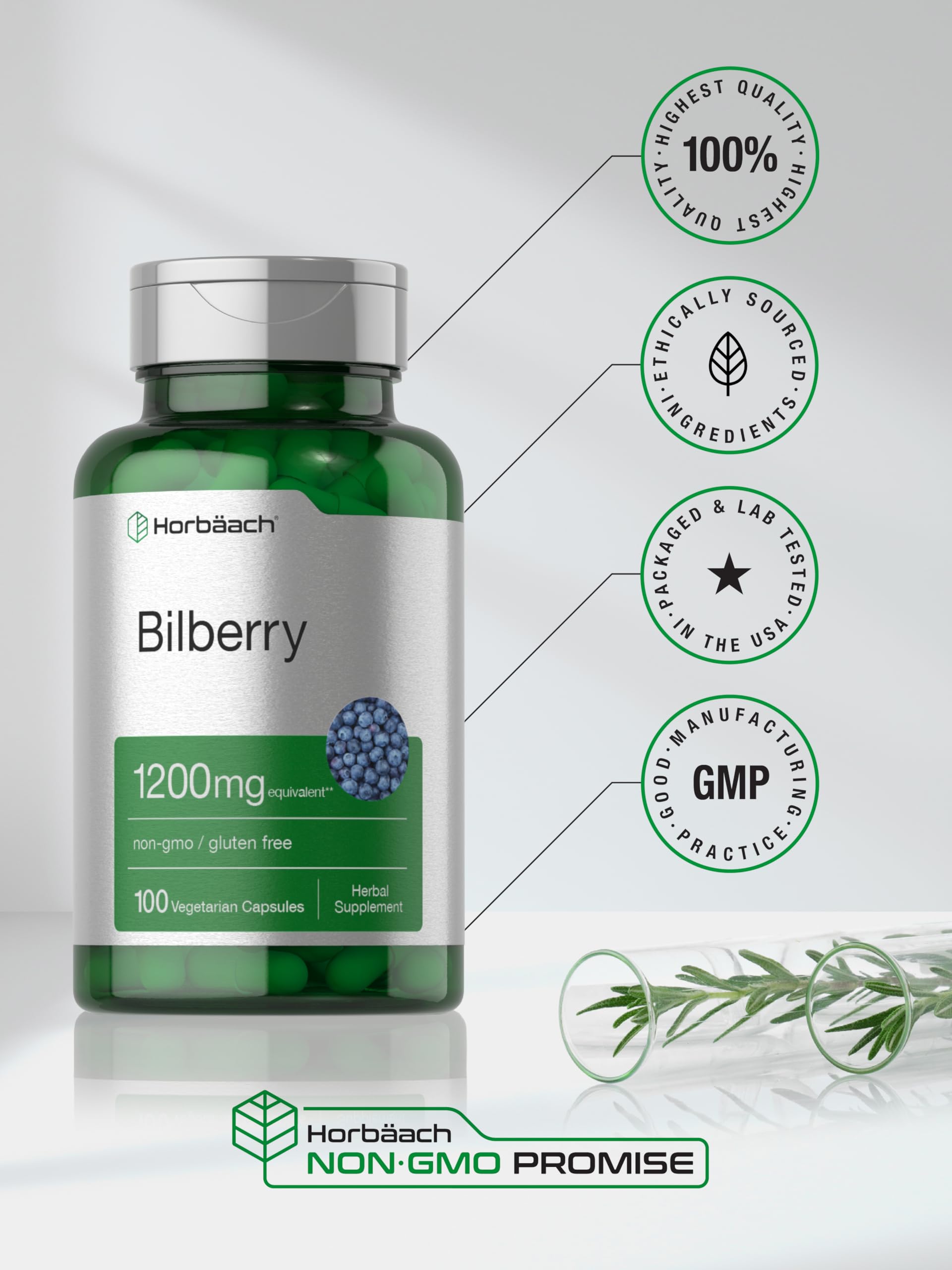 Horbäach Bilberry Fruit Extract | 100 Capsules | Vegetarian, Non-GMO, Gluten Free Supplement - Image 6