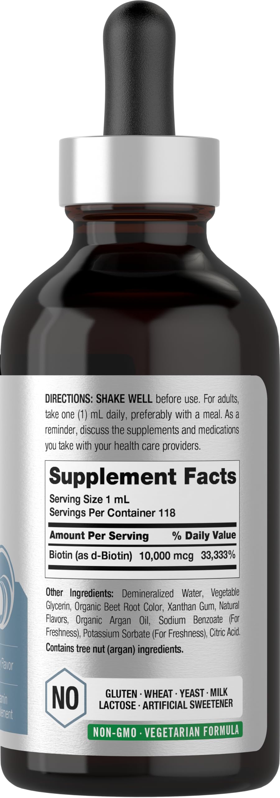 Horbäach Biotin Liquid Drops 10000mcg | 4 fl oz | Berry Flavor | Vegetarian, Non-GMO & Gluten Free Supplement - Image 2