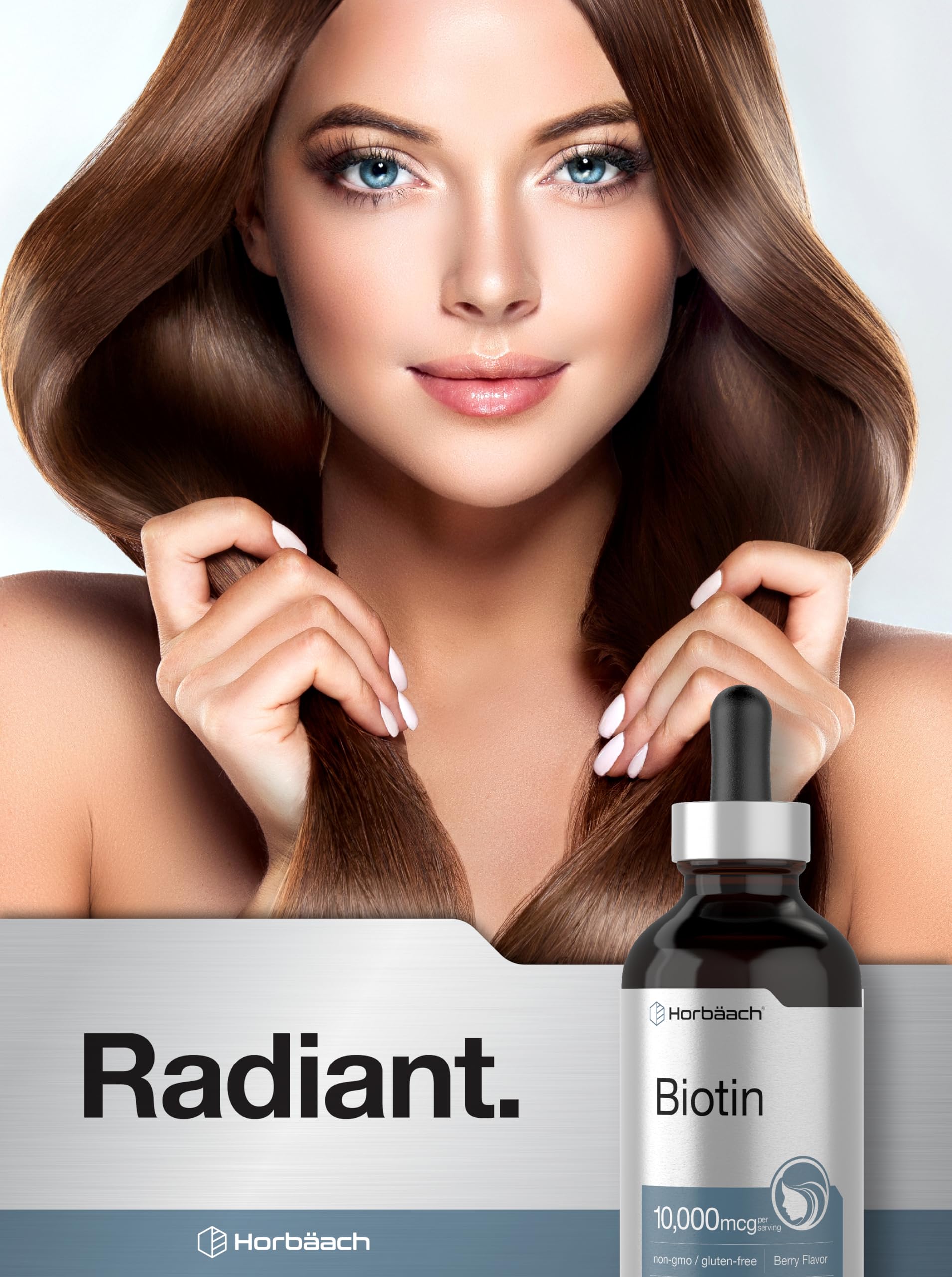 Horbäach Biotin Liquid Drops 10000mcg | 4 fl oz | Berry Flavor | Vegetarian, Non-GMO & Gluten Free Supplement - Image 6