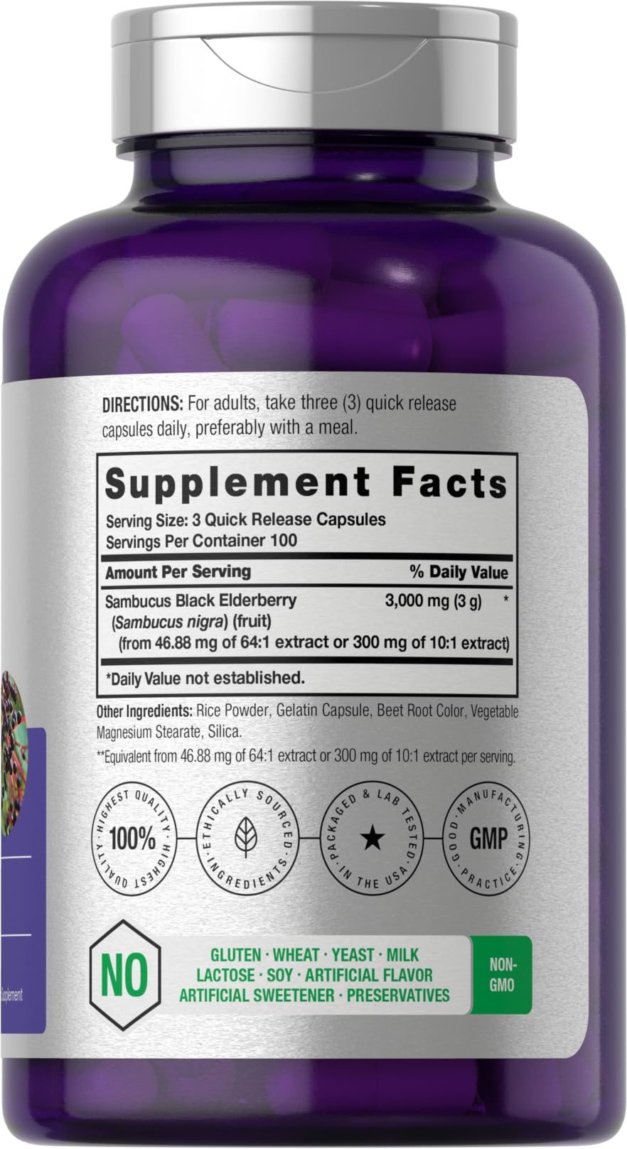 Horbäach Black Elderberry | 300 Capsules | Non-GMO, Gluten Free | Sambucus Supplement - Image 2