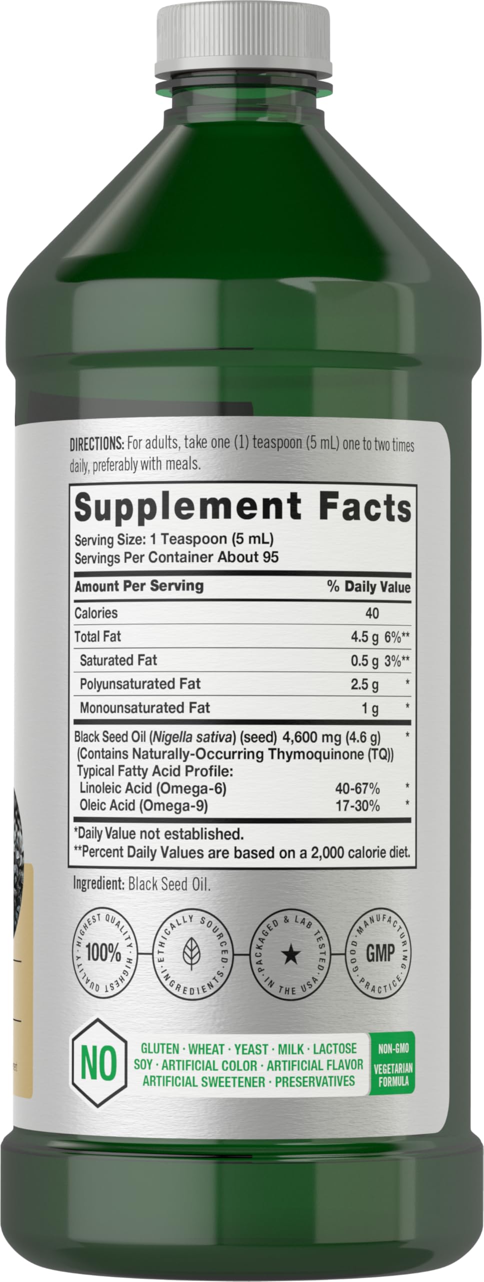 Horbäach Black Seed Oil Liquid | 16oz | 4600mg | Cold Pressed Nigella Sativa Supplement | with Omega 6 & 9 | Vegetarian, Non-GMO, Gluten Free, and Solvent Free Formula - Image 2