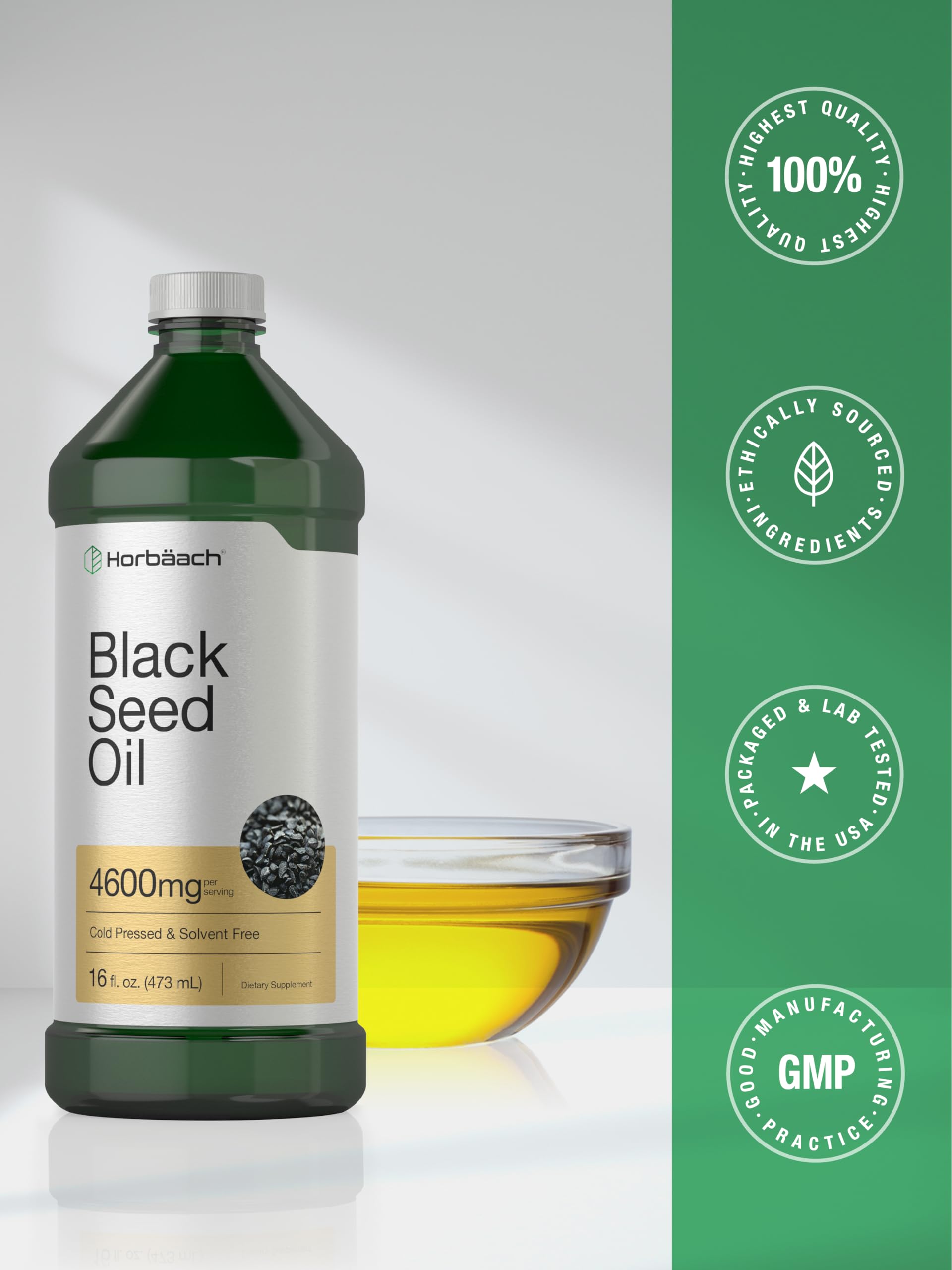 Horbäach Black Seed Oil Liquid | 16oz | 4600mg | Cold Pressed Nigella Sativa Supplement | with Omega 6 & 9 | Vegetarian, Non-GMO, Gluten Free, and Solvent Free Formula - Image 7