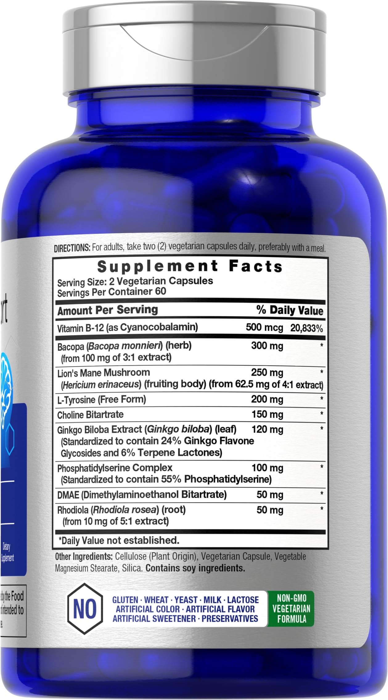Horbäach Brain Supplement | 120 Capsules | with Phosphatidylserine & DMAE | Advanced Formula for Memory, Focus, Clarity | Vegetarian & Gluten Free | Neuro Support - Image 2