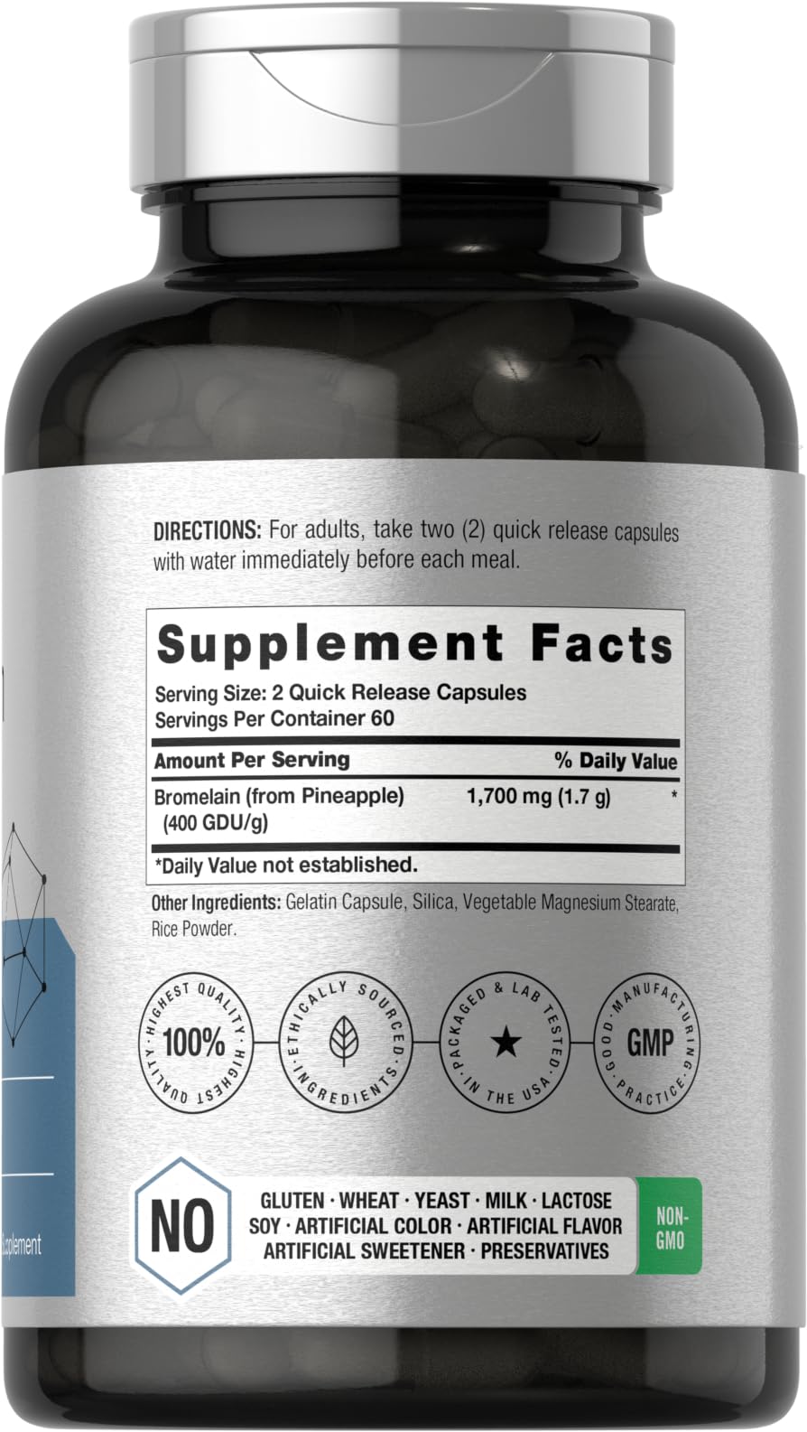 Horbäach Bromelain 1700 mg | 120 Capsules | Supports Digestive Health | Pineapple Enzyme Supplement | Non-GMO, Gluten Free - Image 2