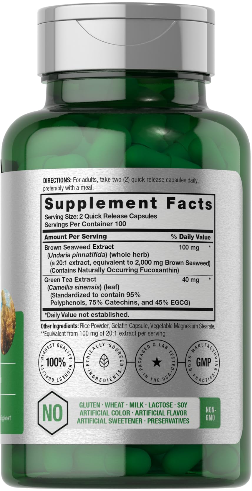 Horbäach Brown Seaweed Extract Capsules | 200 Pills | Fucoxanthin Supplement | Non-GMO, Gluten Free - Image 2