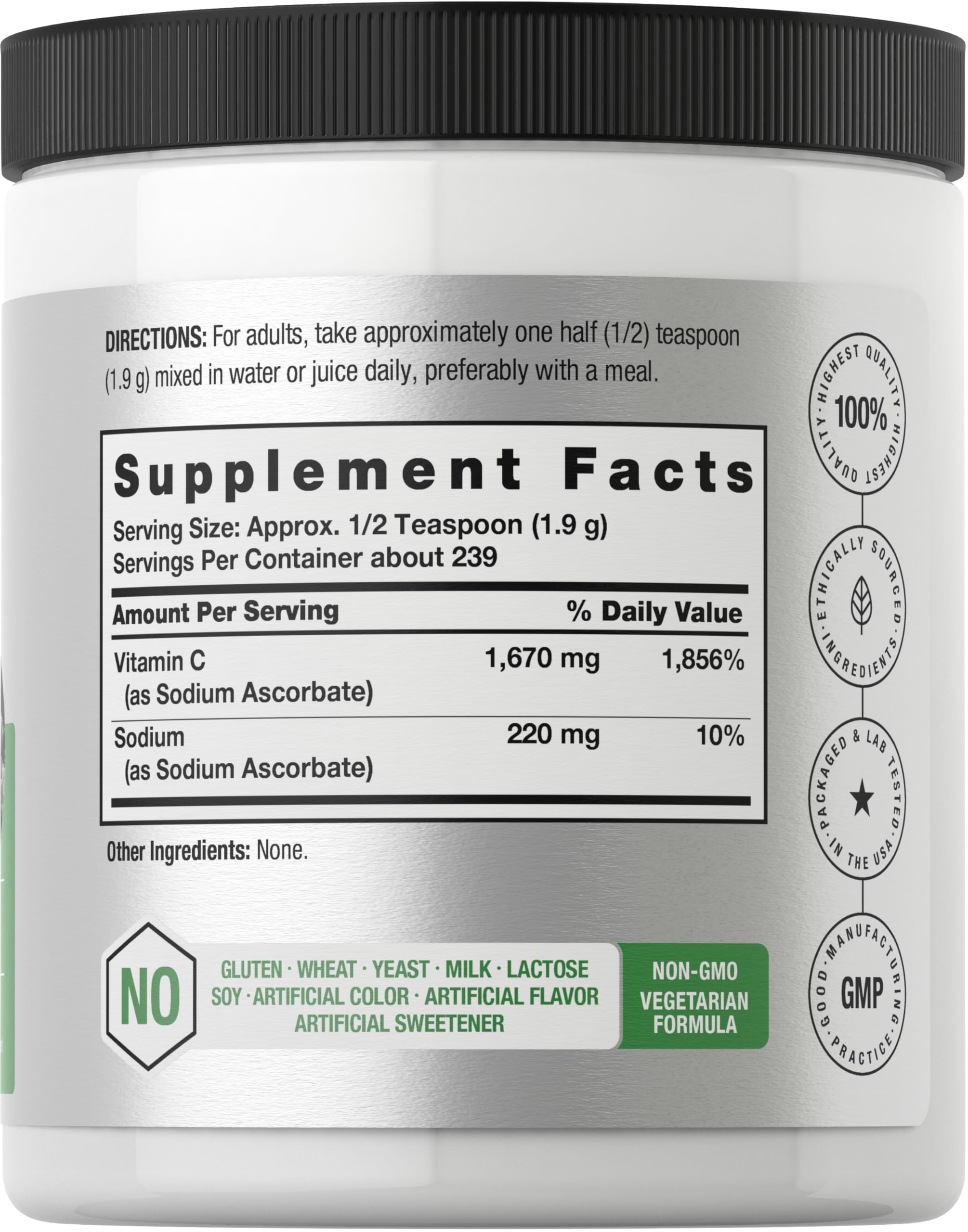 Horbäach Buffered Sodium Ascorbate Vitamin C Powder | 16 oz | Vegan, Non-GMO, and Gluten Free Supplement - Image 2