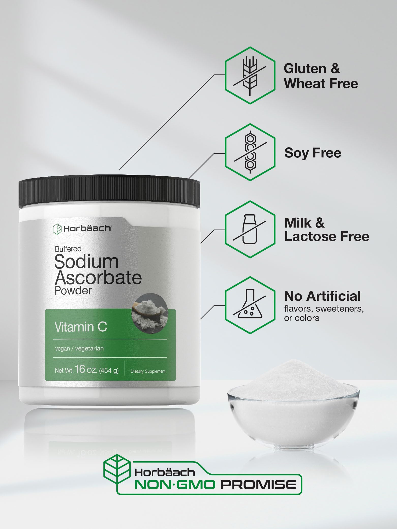 Horbäach Buffered Sodium Ascorbate Vitamin C Powder | 16 oz | Vegan, Non-GMO, and Gluten Free Supplement - Image 5