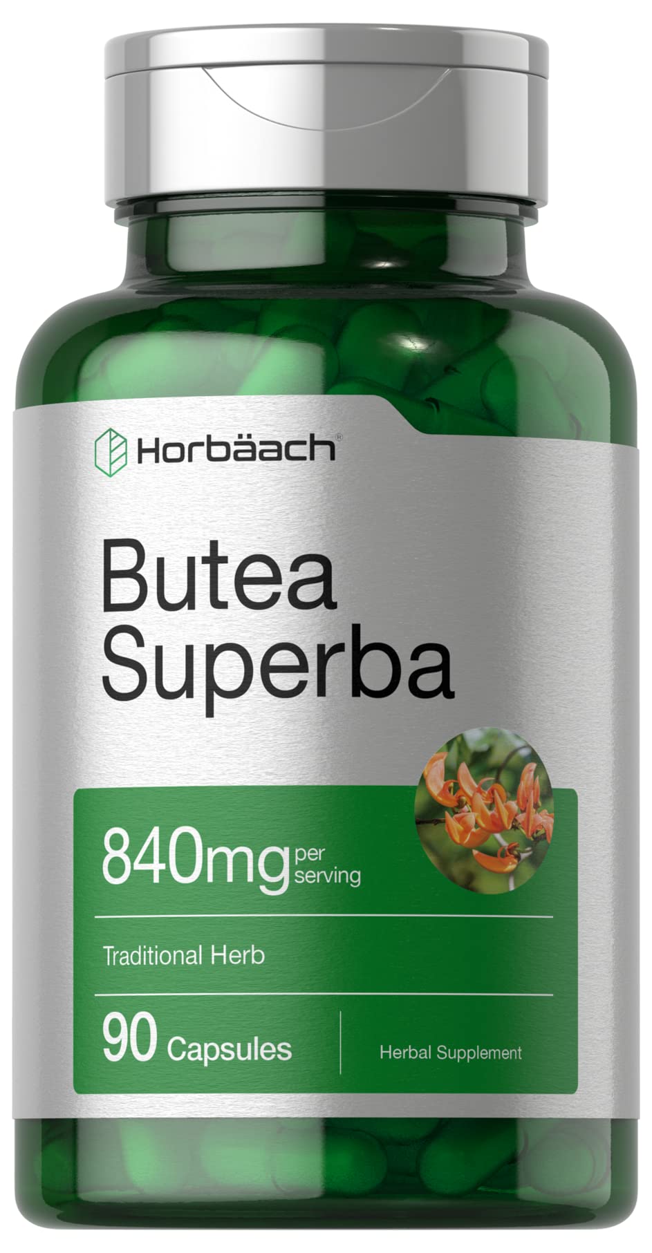 Horbäach Butea Superba Root 840mg | 90 Capsules | Male Performance | Non GMO, Gluten Free Supplement