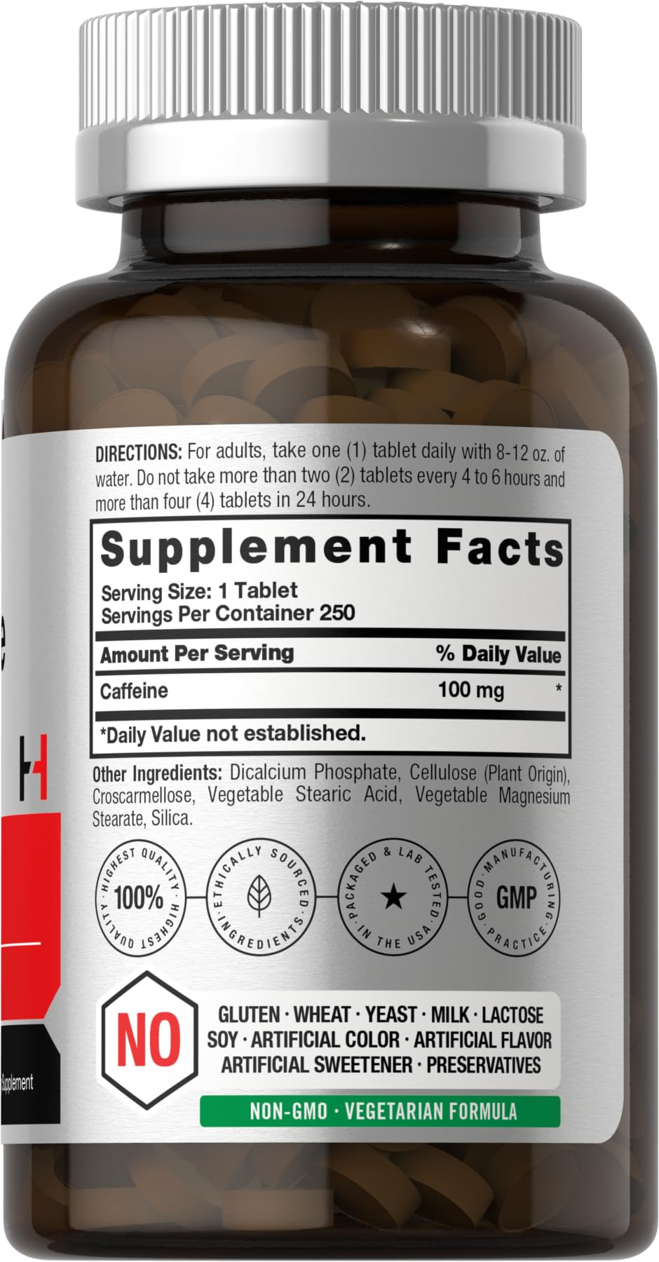 Horbäach Caffeine Pills 100mg | 250 Tablets | Vegetarian Formula | Non-GMO, Gluten Free Supplement - Image 2