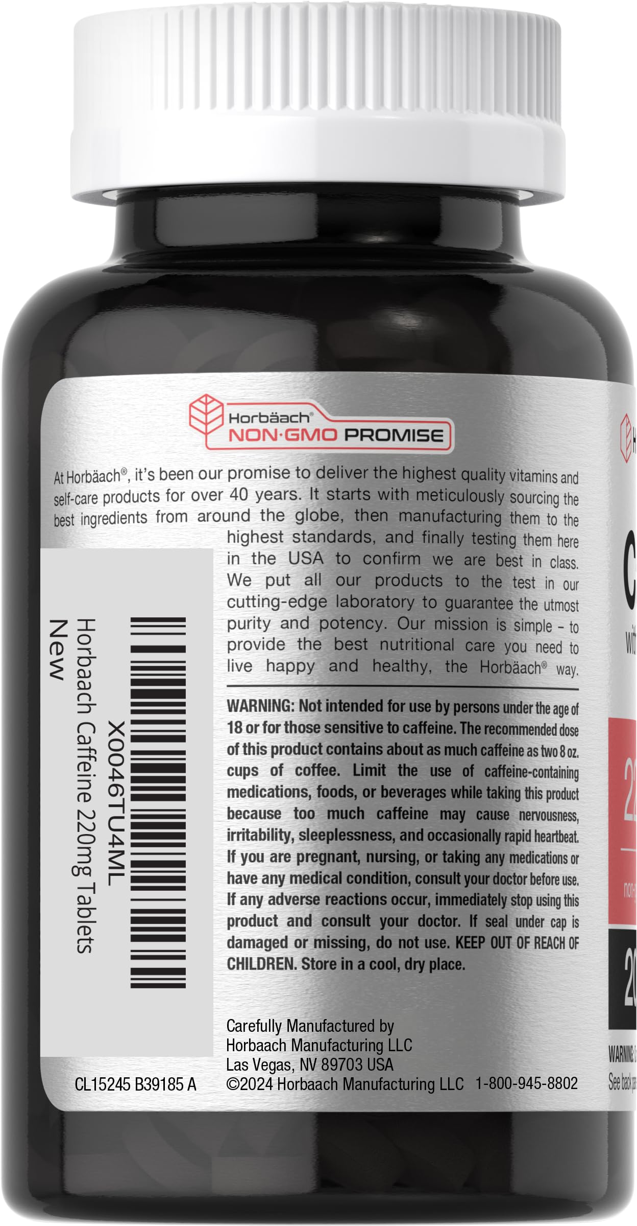 Horbäach Caffeine Pills 200mg | with Green Tea | 200 Tablets | Vegetarian, Non-GMO & Gluten Free - Image 3