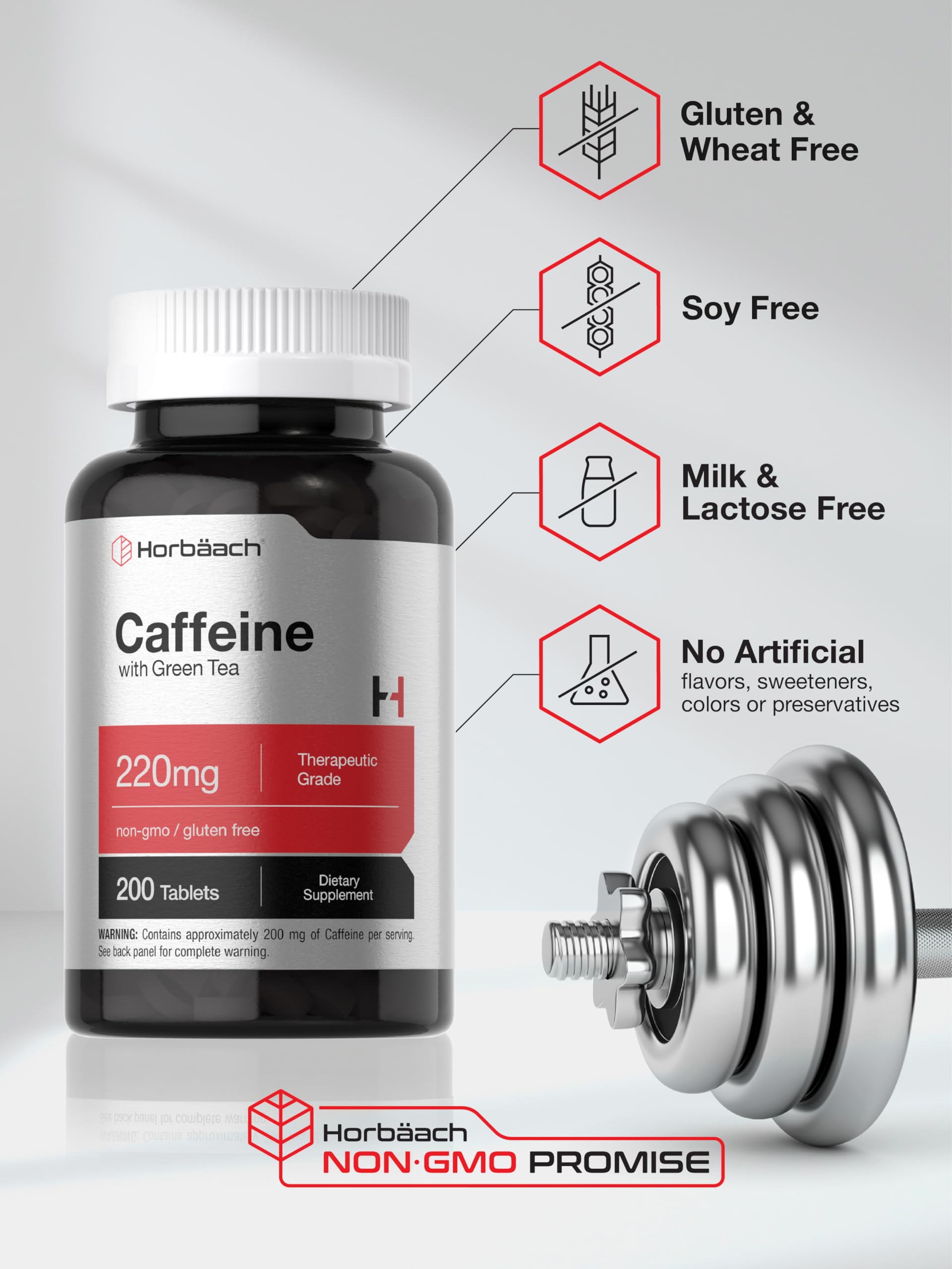 Horbäach Caffeine Pills 200mg | with Green Tea | 200 Tablets | Vegetarian, Non-GMO & Gluten Free - Image 5