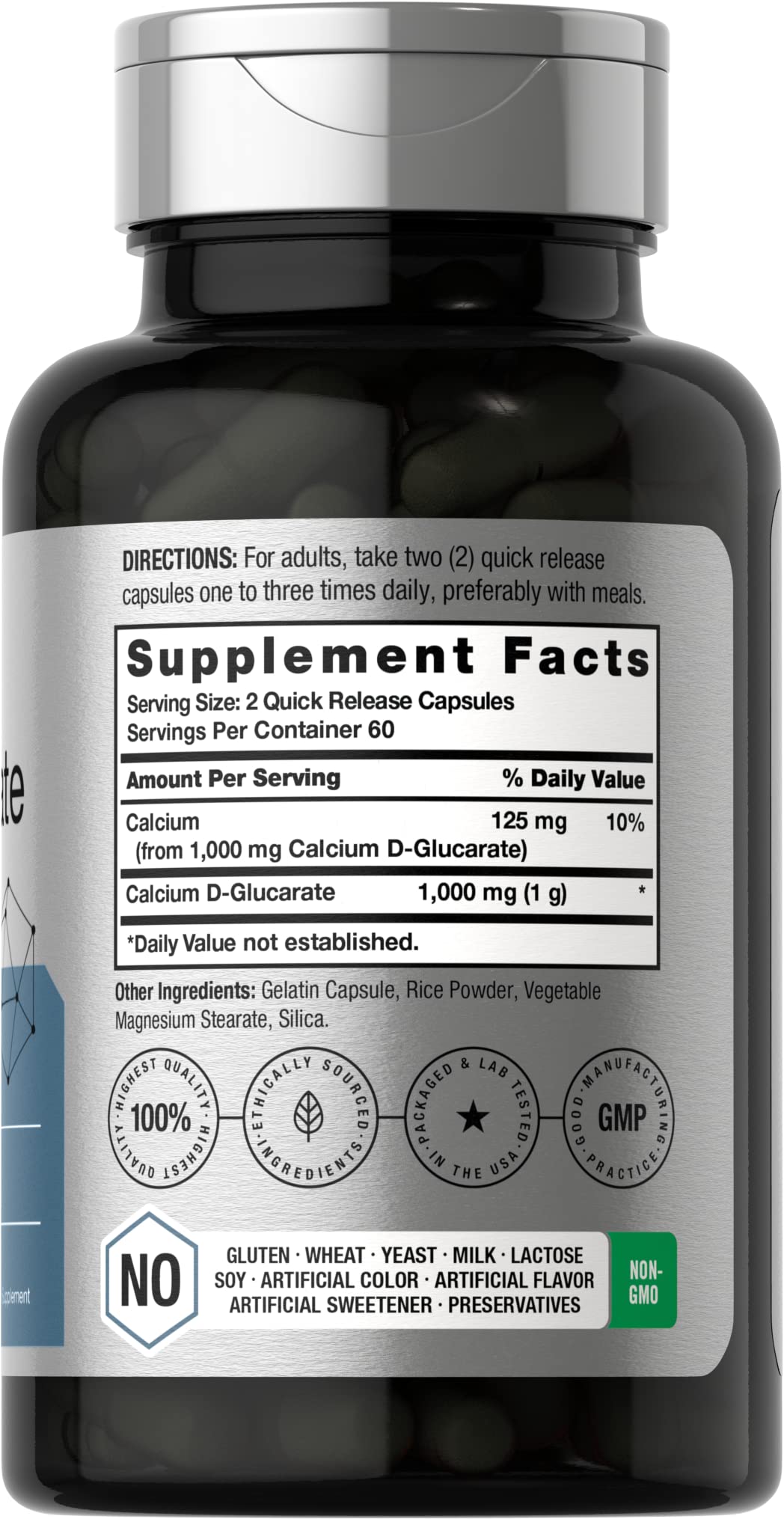 Horbäach Calcium D-Glucarate 1000mg | 120 Capsules | Non-GMO, Gluten Free Supplement - Image 2