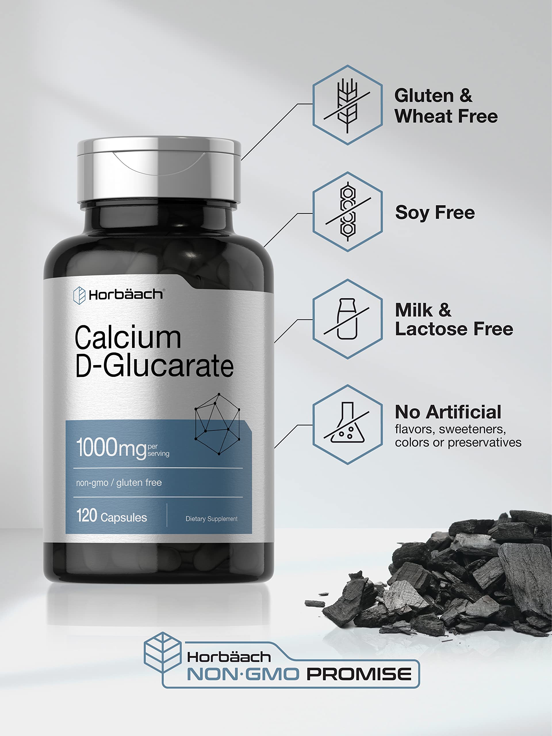Horbäach Calcium D-Glucarate 1000mg | 120 Capsules | Non-GMO, Gluten Free Supplement - Image 4