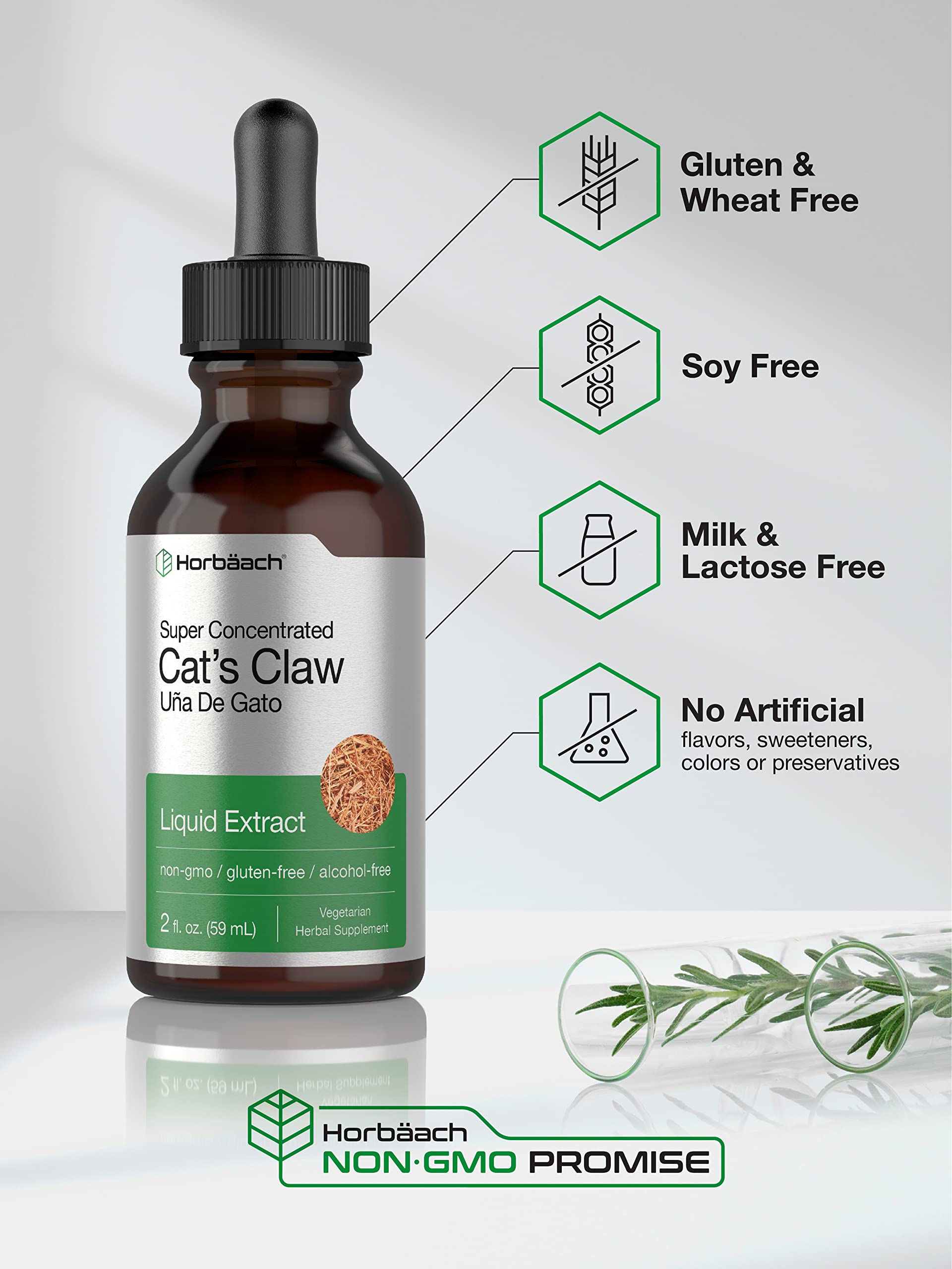 Horbäach Cats Claw Herb Extract Tincture | 2 Fl Oz | Alcohol Free | Vegetarian, Non-GMO, Gluten Free Liquid - Image 4