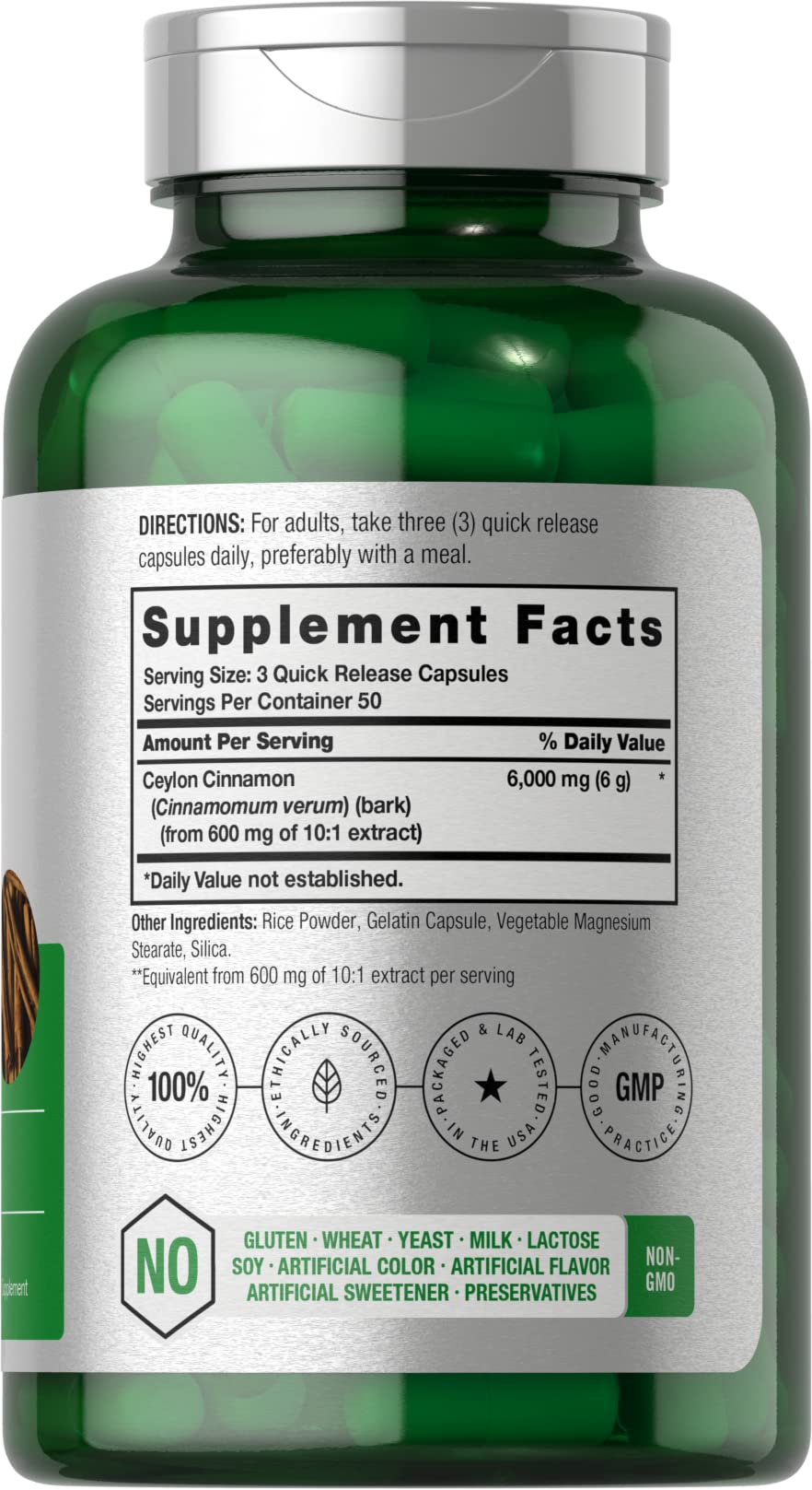 Horbäach Ceylon Cinnamon Supplement | 150 Capsules | Herbal Extract Pills | Non-GMO & Gluten Free - Image 2