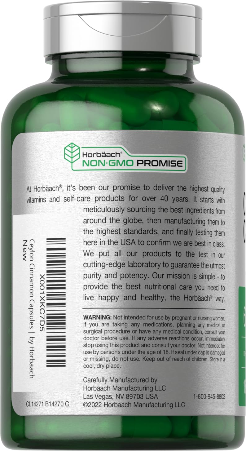 Horbäach Ceylon Cinnamon Supplement | 150 Capsules | Herbal Extract Pills | Non-GMO & Gluten Free - Image 3
