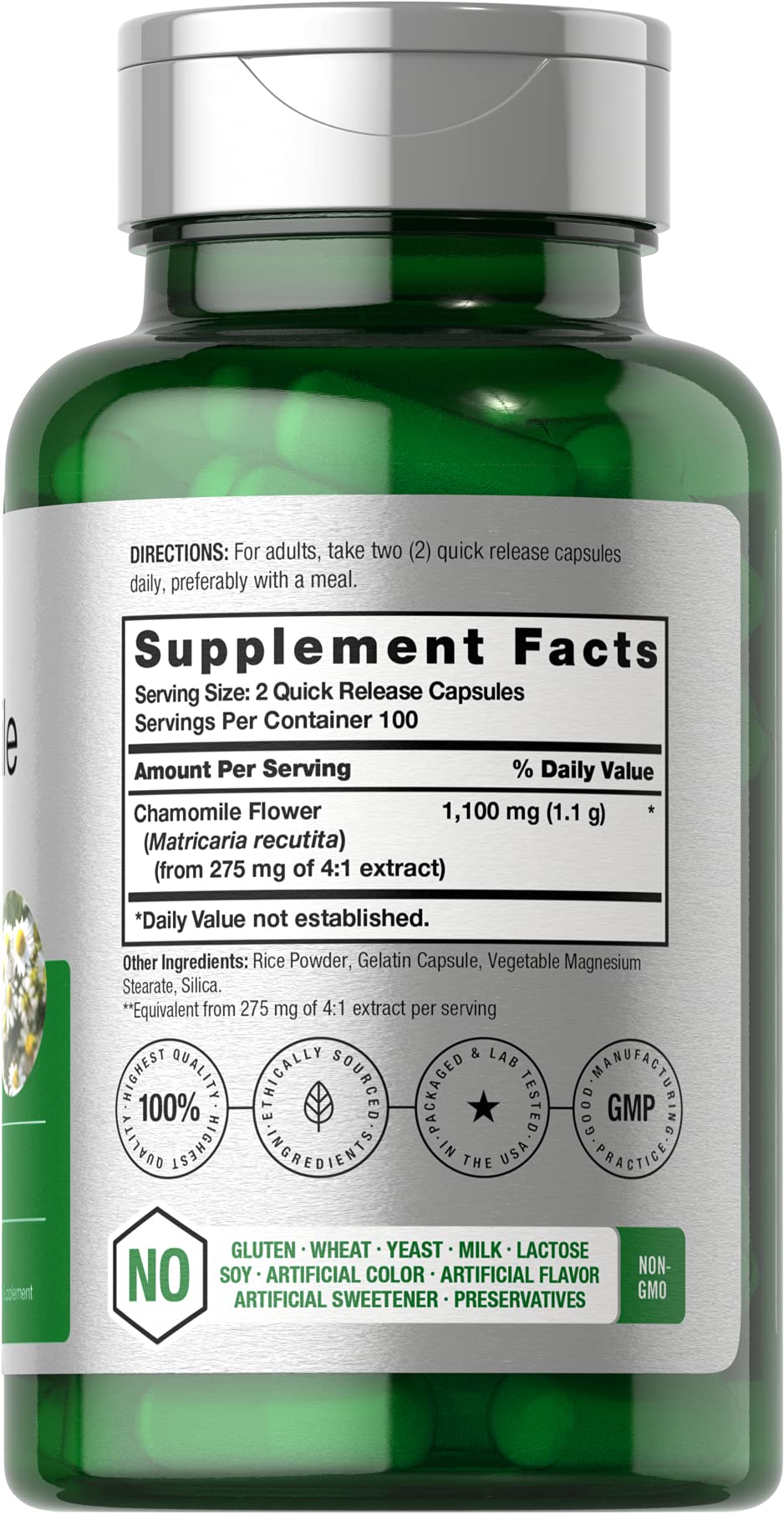 Horbäach Chamomile Flower Extract | 200 Pills | Non-GMO, Gluten Free Supplement - Image 2